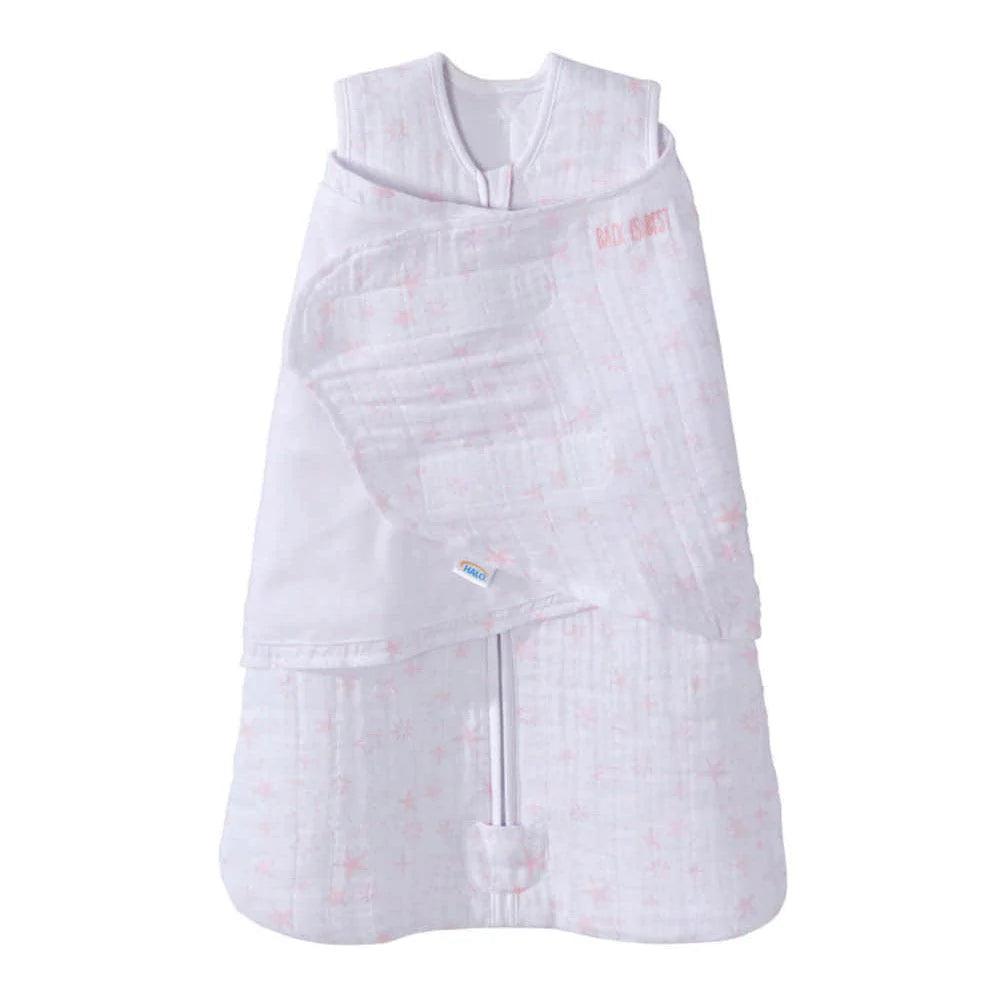 Halo Sleepsack Swaddle - Quilted Muslin Baby Wrap Blanket in Pink Constellation Design | Soft & Breathable for Newborns & Infants | Perfect for Swaddling, Napping & Bedtime Comfort