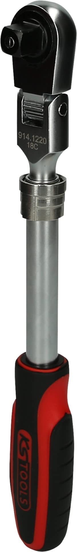 KS TOOLS SlimPower 914.1220 1/2 Inch 72-Tooth Telescopic Reversible Ratchet - Professional Automotive & DIY Tool for Tight Spaces & Hard-to-Reach Areas