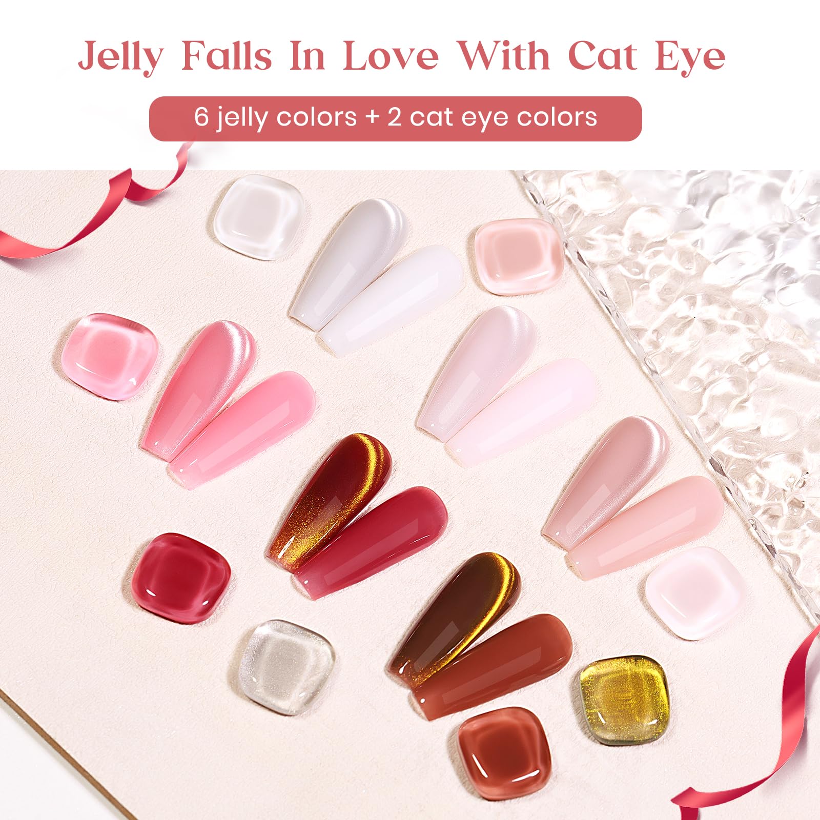 MIZHSE Jelly Gel Nail Polish Set - 12 Classic Cat Eye Gel Colors (Gold, Silver, Nude Pink, Brown) with Glitter & Magnet for Salon-Quality Manicures | Soak Off UV/LED Gel Polish Kit for Home & Professional Use | Perfect Gift for Nail Lovers & DIY Manicure Enthusiasts