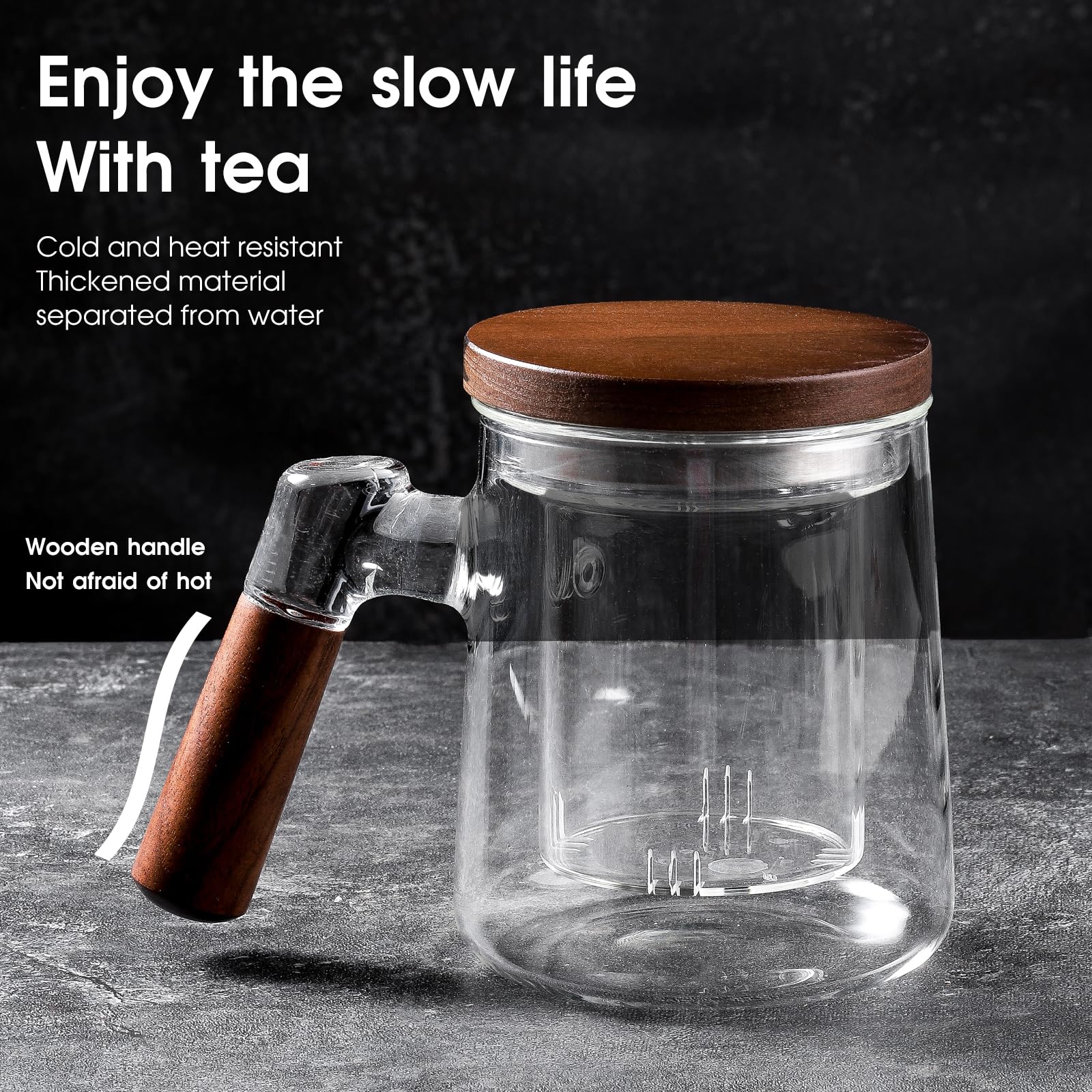 17oz/500ml Borosilicate Glass Tea Cup with Infuser & Lid - Heat Resistant, Microwave & Dishwasher Safe Loose Leaf Tea Mug - Perfect for Home, Office, and Gift Giving