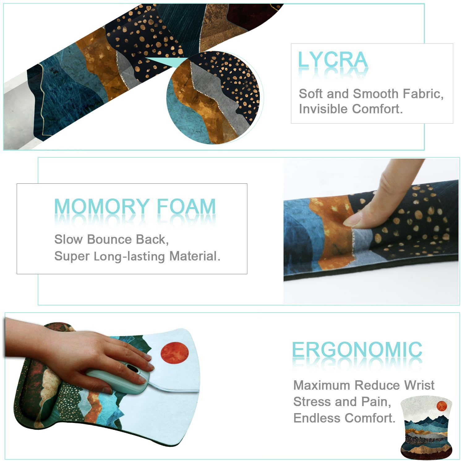 Ergonomic Keyboard Wrist Rest & Mouse Pad Set with Memory Foam - Comfortable Typing Support for Home Office, Computer, Laptop & Gaming - Red Sunset Design for Pain Relief & Long Work Sessions