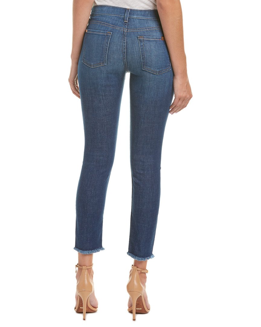 7 For All Mankind Women's Raw Hem Ankle Skinny Jeans - Bondi Beach Wash | High-Rise Stretch Denim Pants for Casual Wear & Night Out