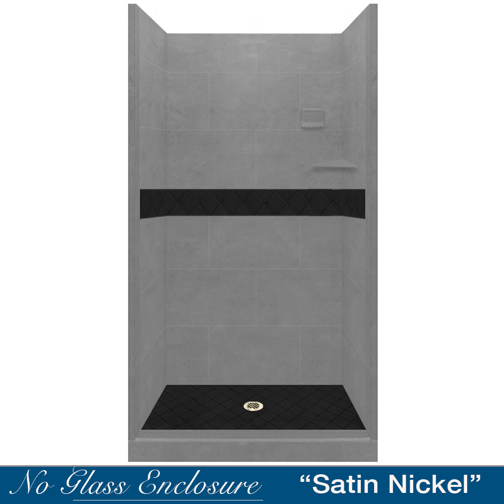 Alcove Portland Cement Sistine Stone & Diamond Stone Accent - DIY Shower Remodel Kit for Bathroom Renovation | Waterproof Tile Backer Board for Wet Areas