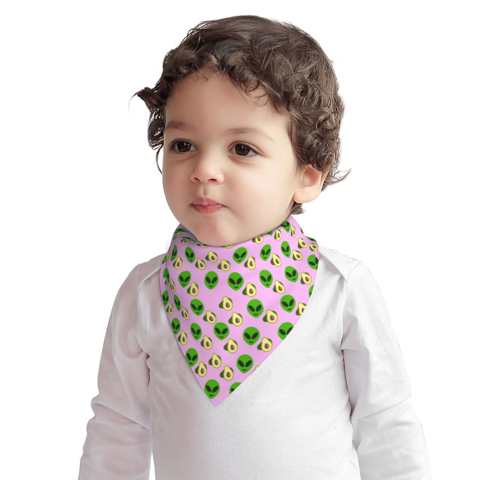 Funny Aliens & Avocados Cotton Baby Bandana Bibs - Soft Drool Bib for Teething, Feeding & Messy Play - Pink Baby Bib for Boys & Girls - Cute & Absorbent for Everyday Use