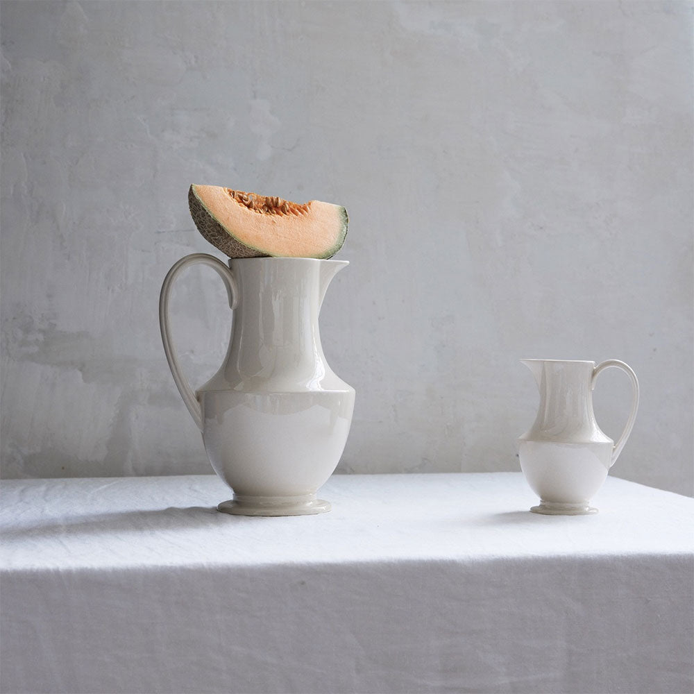 Handmade Artisan Stoneware Pitcher - Cream Colored Ceramic Water Jug for Kitchen, Dining Table & Farmhouse Decor | Perfect for Iced Tea, Lemonade & Rustic Home Decorating