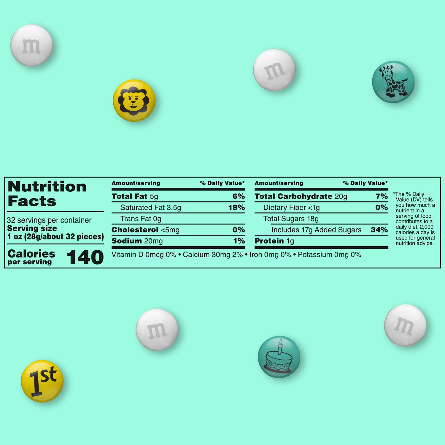 **M&M'S 1st Birthday Milk Chocolate Candy – 5lbs Baby-Themed M&M'S in Aqua, Yellow & White – Perfect for Dessert Tables, Candy Bars & DIY Party Favors – Great for Birthday Celebrations, Baby Showers & Special Events**
