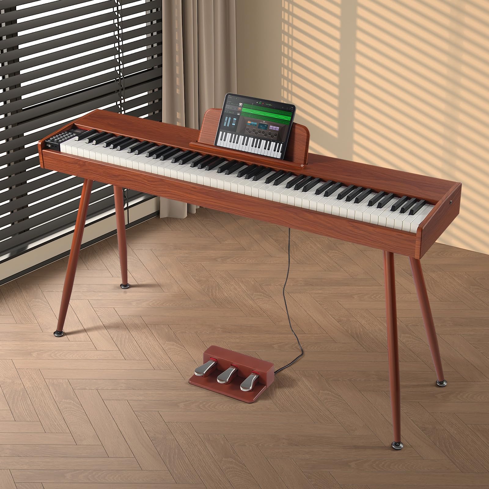 VEVOR 88-Key Fully Weighted Digital Piano with Stand - Professional Electric Keyboard with 200 Tones & Rhythms, Bluetooth/USB/MIDI Connectivity, Built-in Speakers & Headphone Jack - Perfect for Beginners, Home Practice & Studio Recording