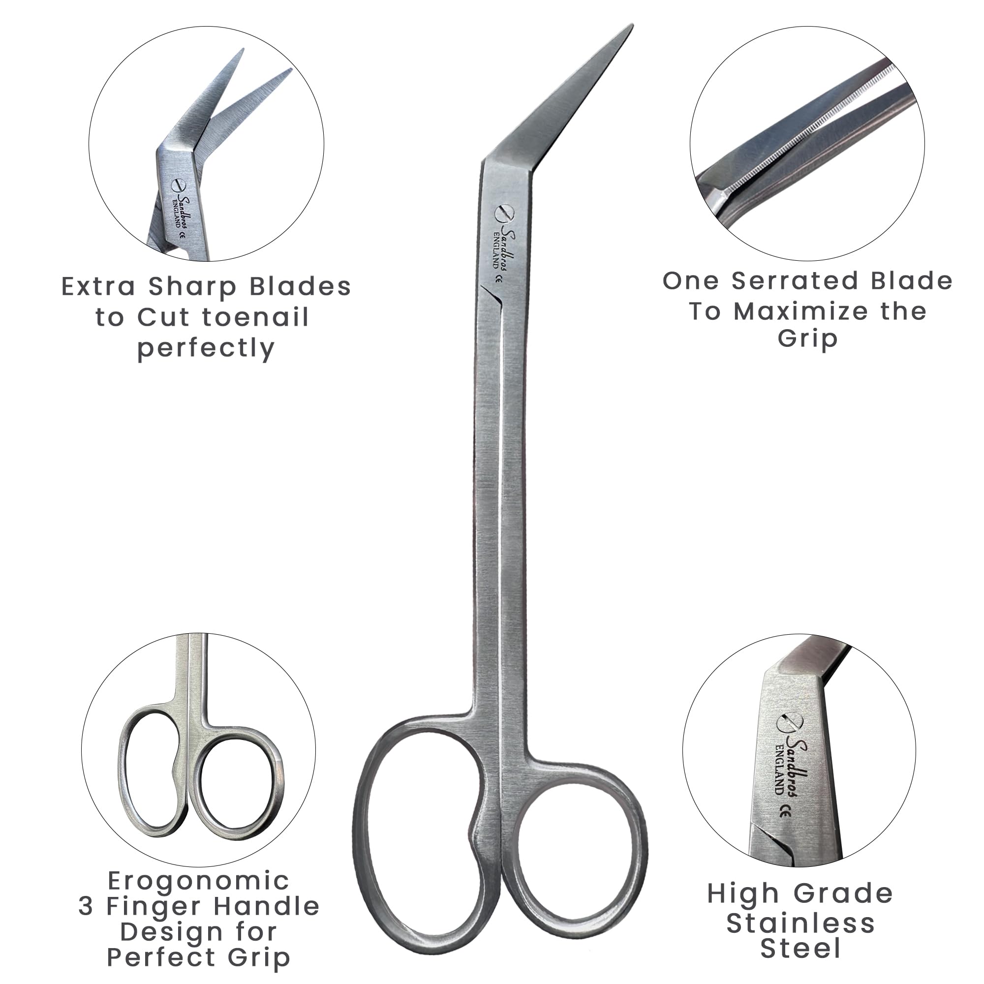 Long Handle Toenail Clippers for Thick Nails & Ingrown Toes - 7.5
