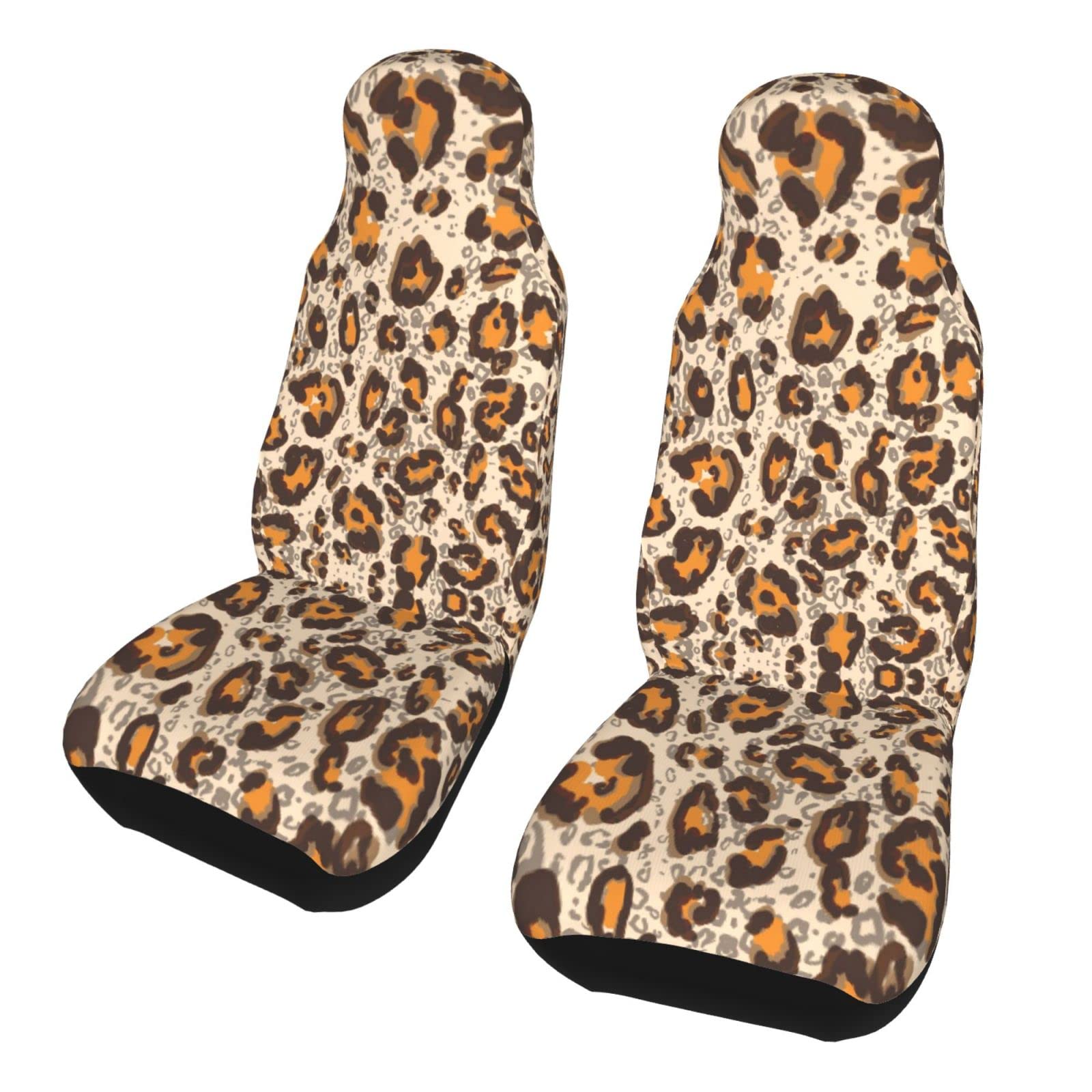 Premium 3D Leopard Print Car Seat Covers - Washable, Durable & Ultra-Soft Universal Fit for Front Seats (2-Piece Set) | Animal Print Auto Accessories for Cars, Trucks & SUVs | Perfect for Pet Owners, Adventure Lovers & Style Enthusiasts