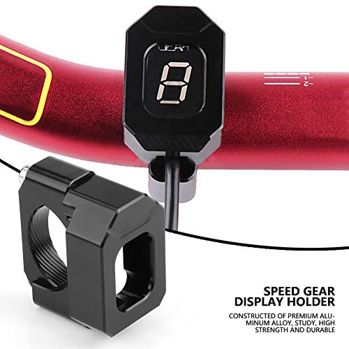 Universal 22mm-28.6mm Aluminum Alloy Motorcycle Gear Indicator Bracket - Black Speed Gear Display for Hon-da Yama-ha Kawa-saki Su-zuki - Perfect for Track Racing & Street Riding