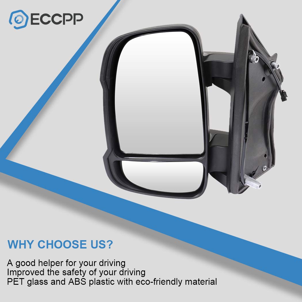 ECCPP Left Side View Mirror Replacement for 2014-2019 Ram ProMaster 3500 - Black Manual Adjustable Driver Side Mirror with Turn Signal | Perfect for Truck Upgrades & Fleet Vehicle Maintenance
