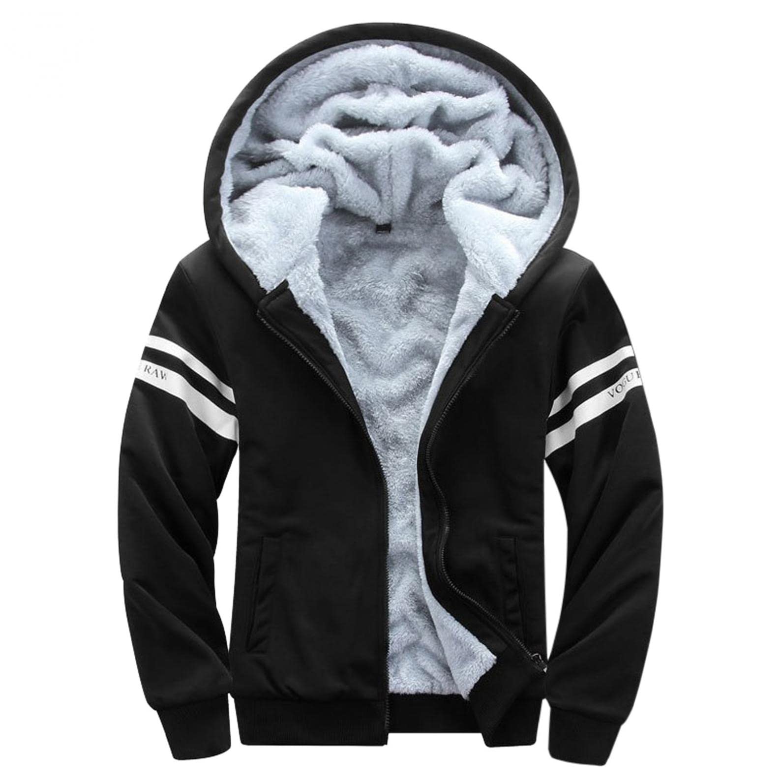 TOWMUS Men's Zip-Up Fleece Hoodie - Sherpa Lined Winter Warm Pullover Hooded Sweatshirt & Jacket for Outdoor Activities, Camping, and Casual Wear