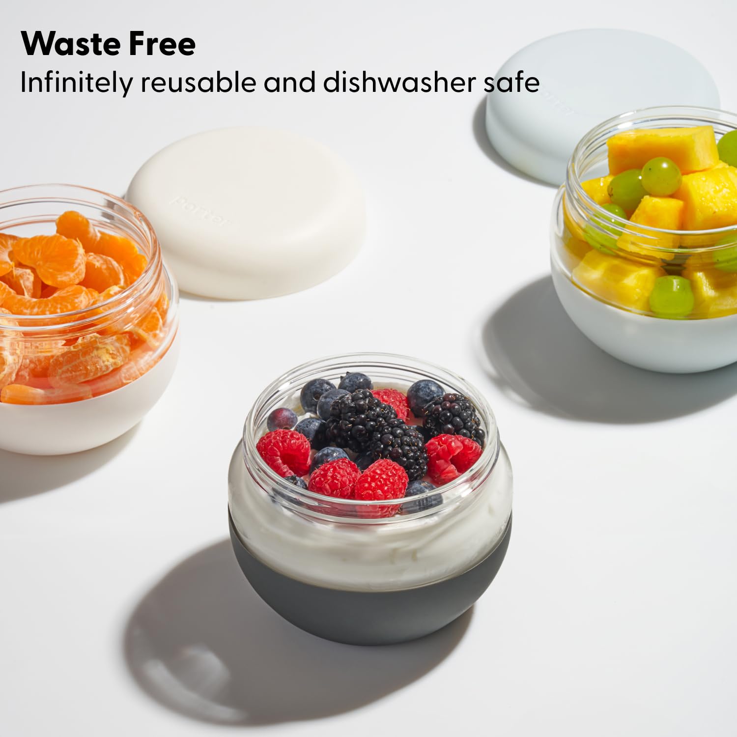 W&P Porter Seal Tight Glass Food Storage Container with Lid - 24oz Terrazzo Charcoal, Leakproof & Spill Proof Meal Prep Container, Microwave & Dishwasher Safe Borosilicate Glass - Perfect for Meal Prepping, Leftovers & Office Lunch Storage