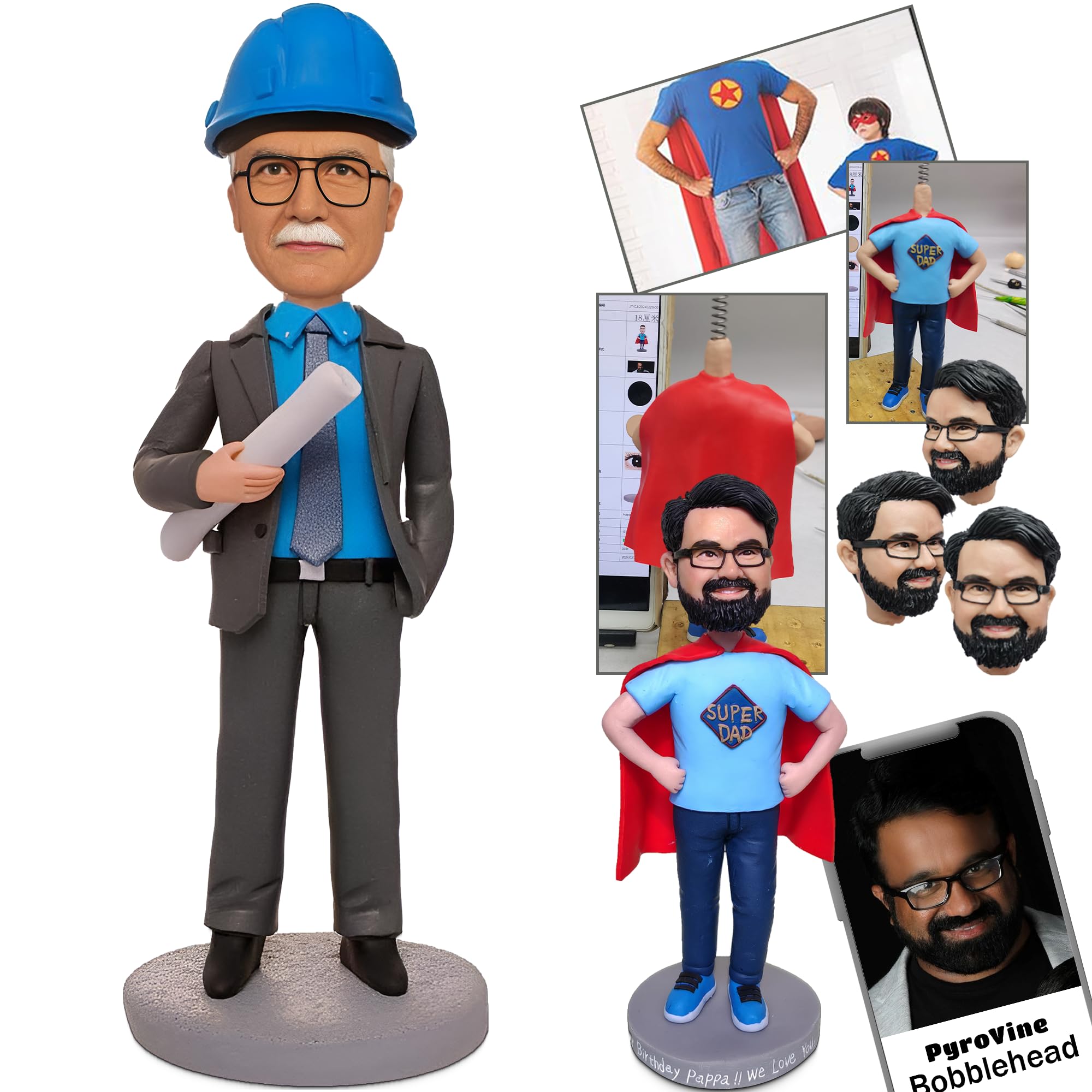 Custom Bobblehead Doll with Engineering Elements - Personalized Bobble Head for Adults - Unique Desk Decor Gift for Men, Engineers & Tech Enthusiasts - Perfect for Office Decor, Birthday Gifts & Collectibles