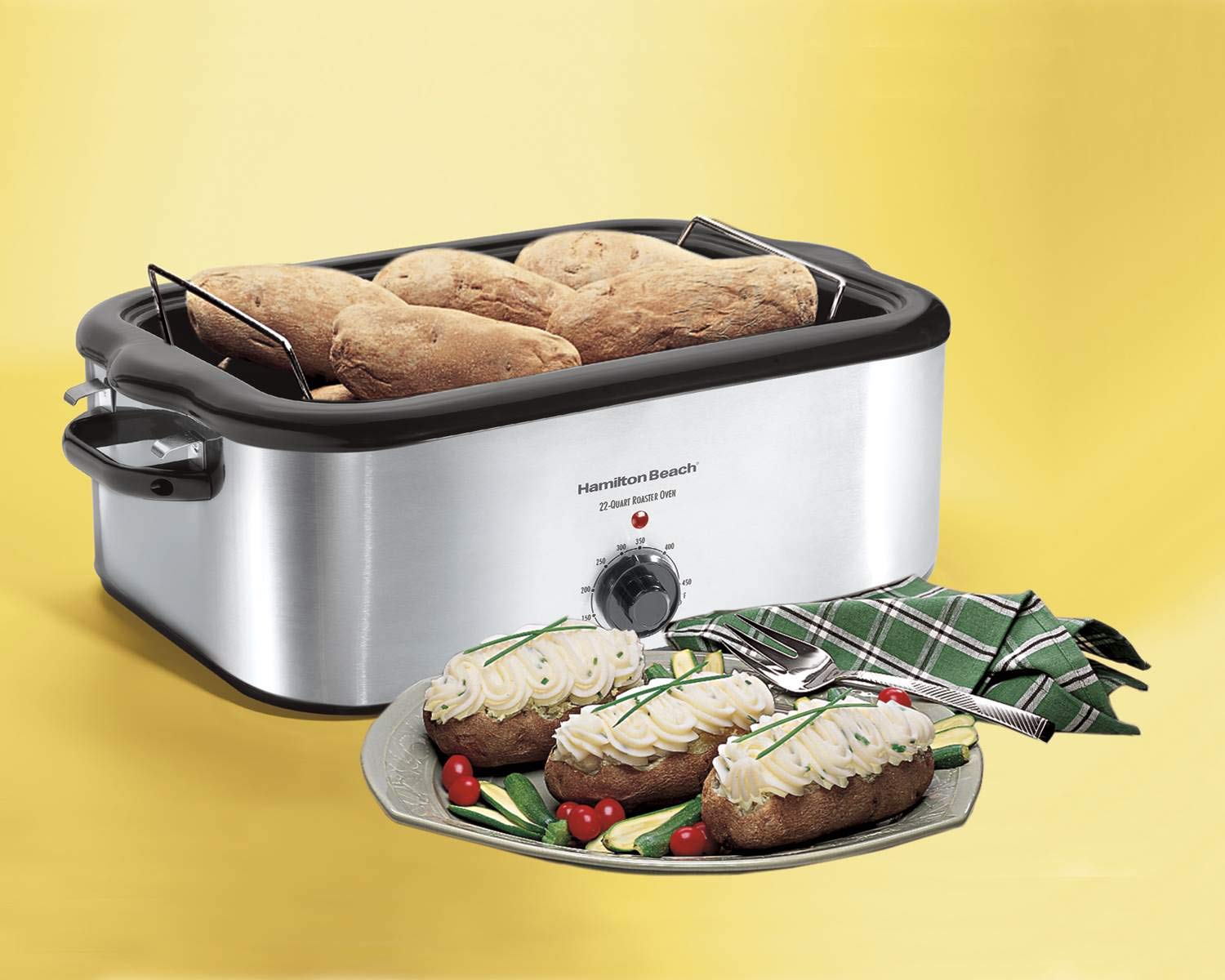 Hamilton Beach 32229 22-Quart Stainless Steel Roaster Oven - Perfect for Holiday Turkey, Large Family Dinners & Catering Events