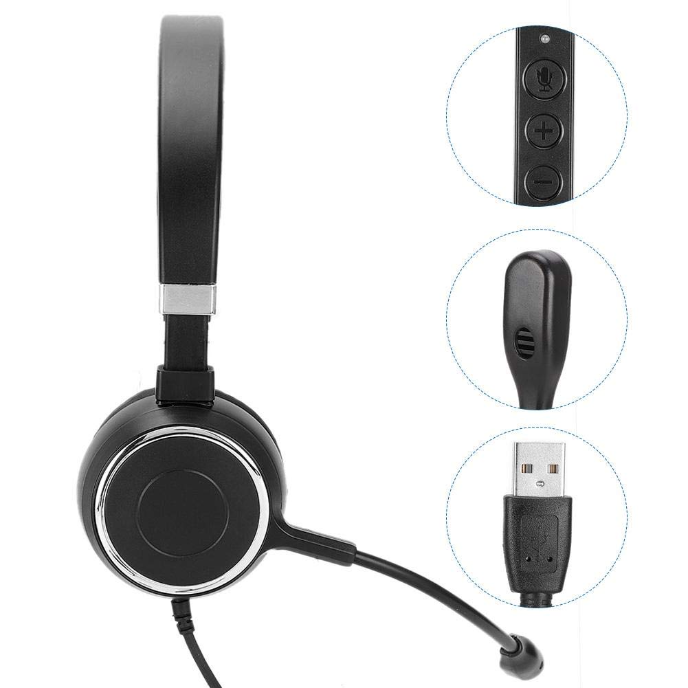 Topiky USB Communication Headset with Microphone & Soft Ear Cushions - Noise Cancelling Call Center Headphones for Online Chat, Teaching, Remote Work & Customer Service (USB Wired PC Computer Headset)