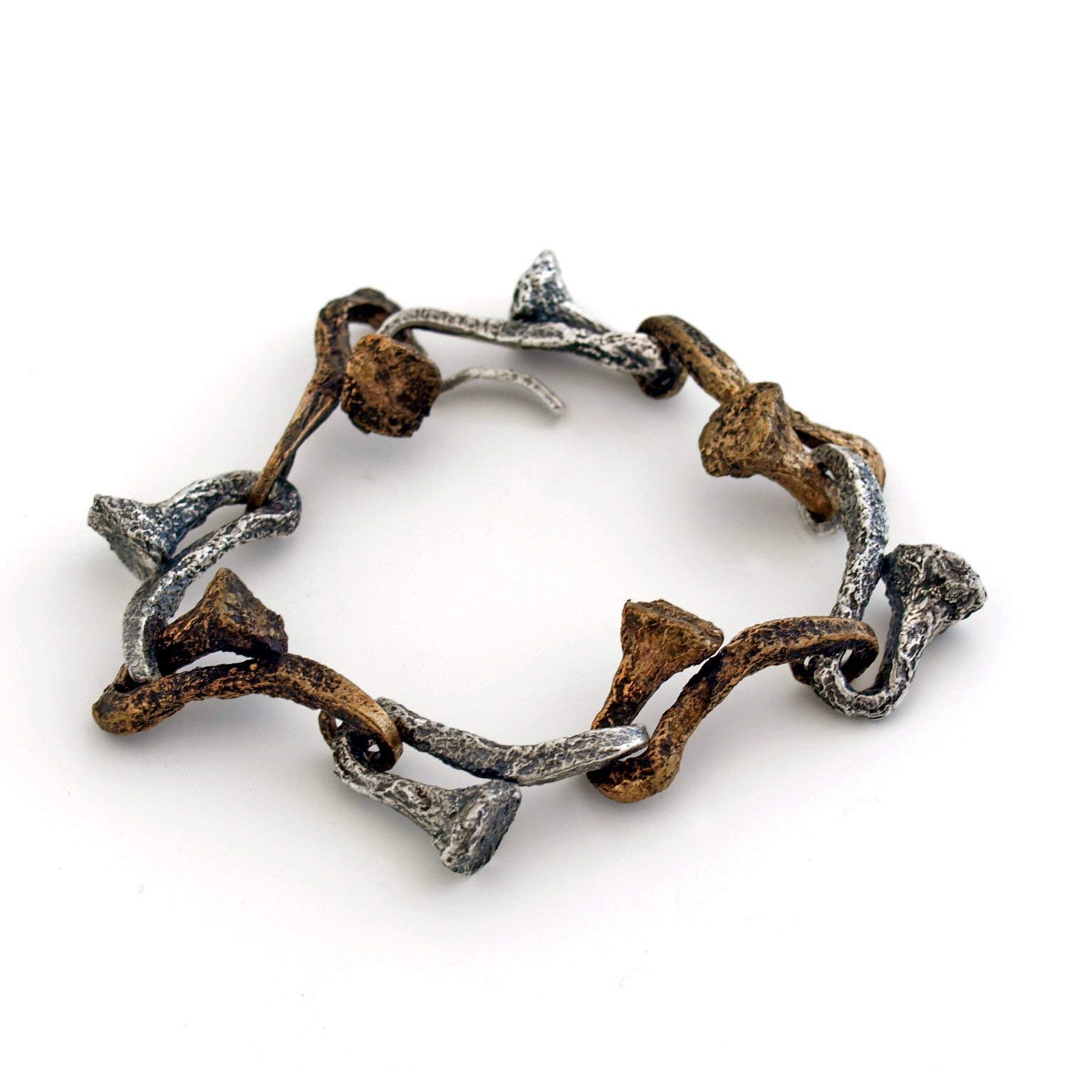 Sterling Silver & Oxidized Bronze Nail Bracelet - Elegant Gothic Jewelry for Women, Perfect for Parties, Weddings & Everyday Wear