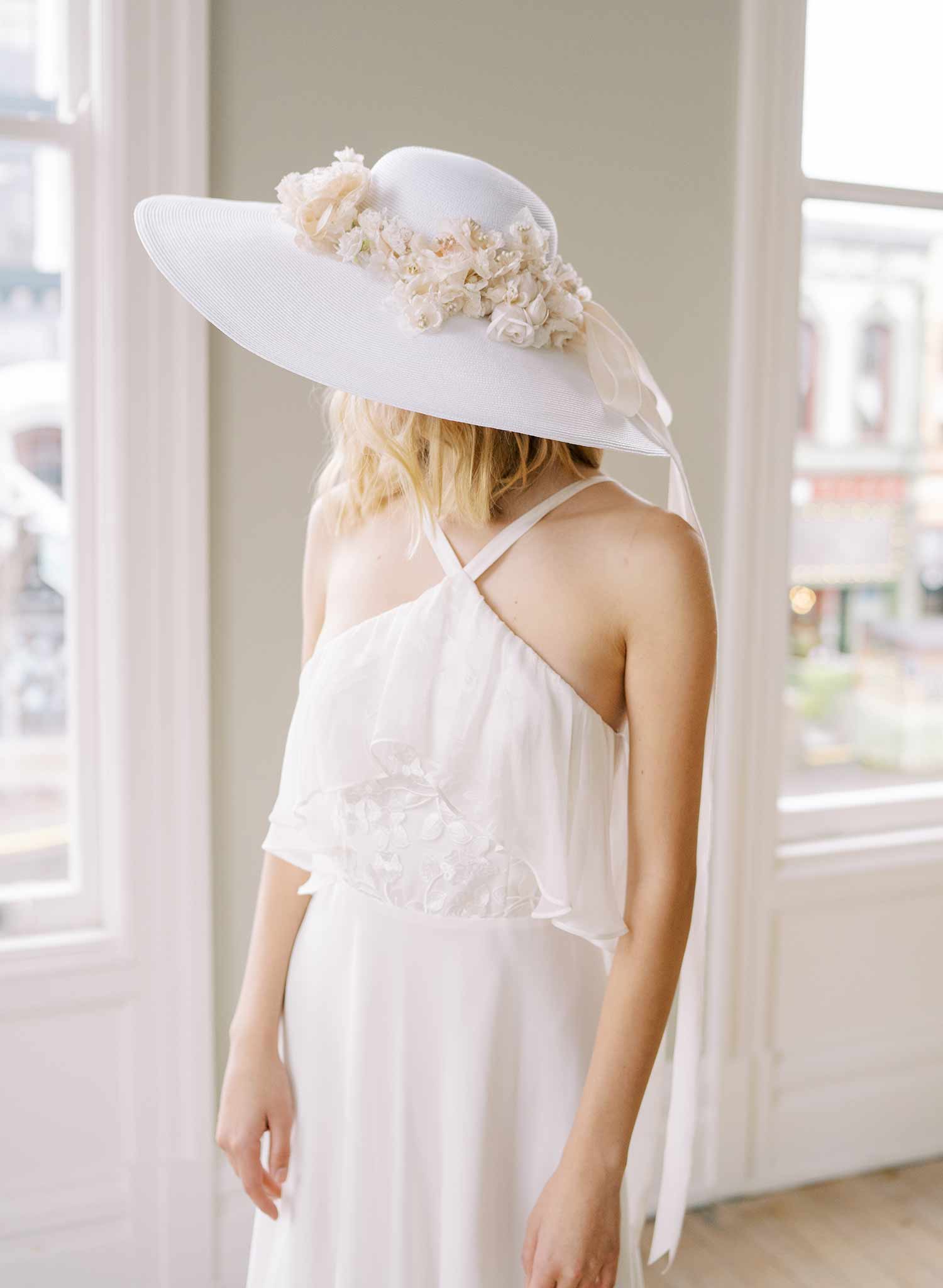 Elegant Floral Bridal Hat for Wedding - Style #2457 | Perfect for Bridal Showers, Garden Weddings & Boho Chic Looks