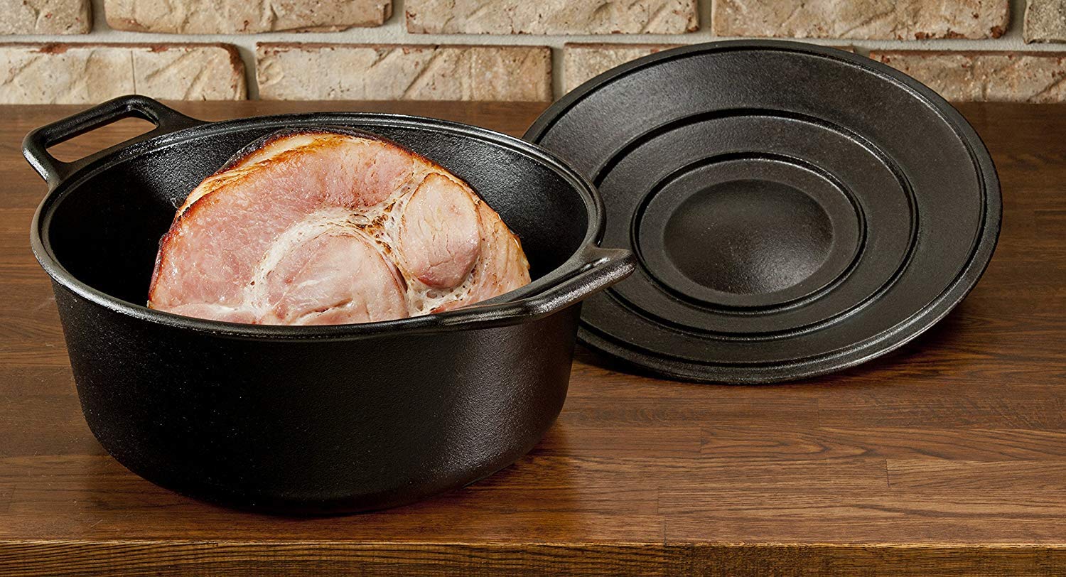 Lodge BOLD Exclusive 7-Quart Premium Pre-Seasoned Cast Iron Dutch Oven with Lid - Heavy Duty Dual Handles for Oven, Stove, Grill & Campfire Cooking - Perfect for Baking, Stewing, Roasting & Outdoor Camping - Black