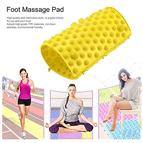 Acupressure Foot Massage Mat with Reflexology Points - 2 Pack Anti-Slip Yoga & Bathroom Mats for Pain Relief, Stress Relief & Improved Circulation - Perfect for Home Spa, Post-Workout Recovery & Relaxation (Yellow)
