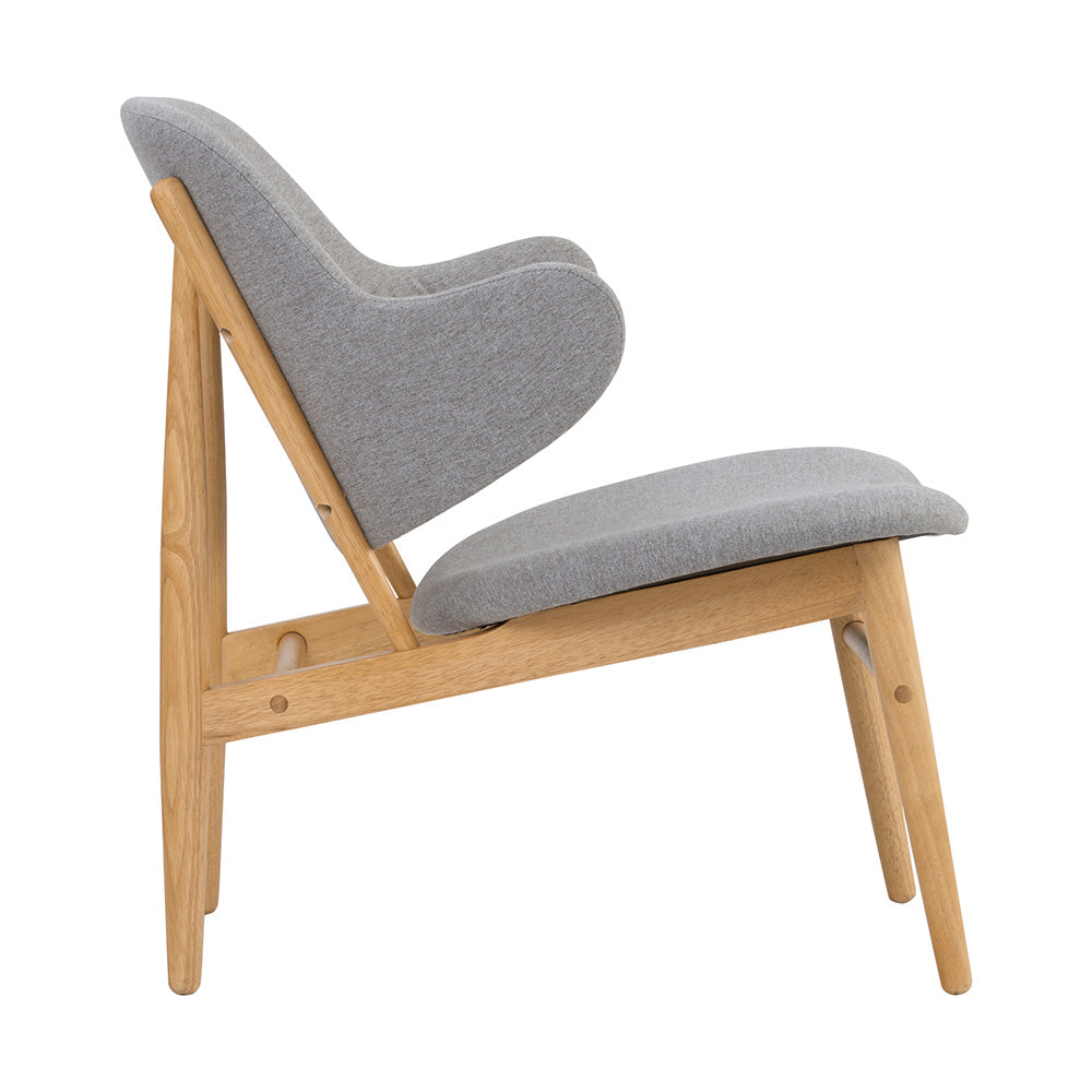 VERONIC Lounge Chair - Natural & Light Grey Fabric Upholstery - Modern Accent Chair for Living Room, Bedroom, or Office