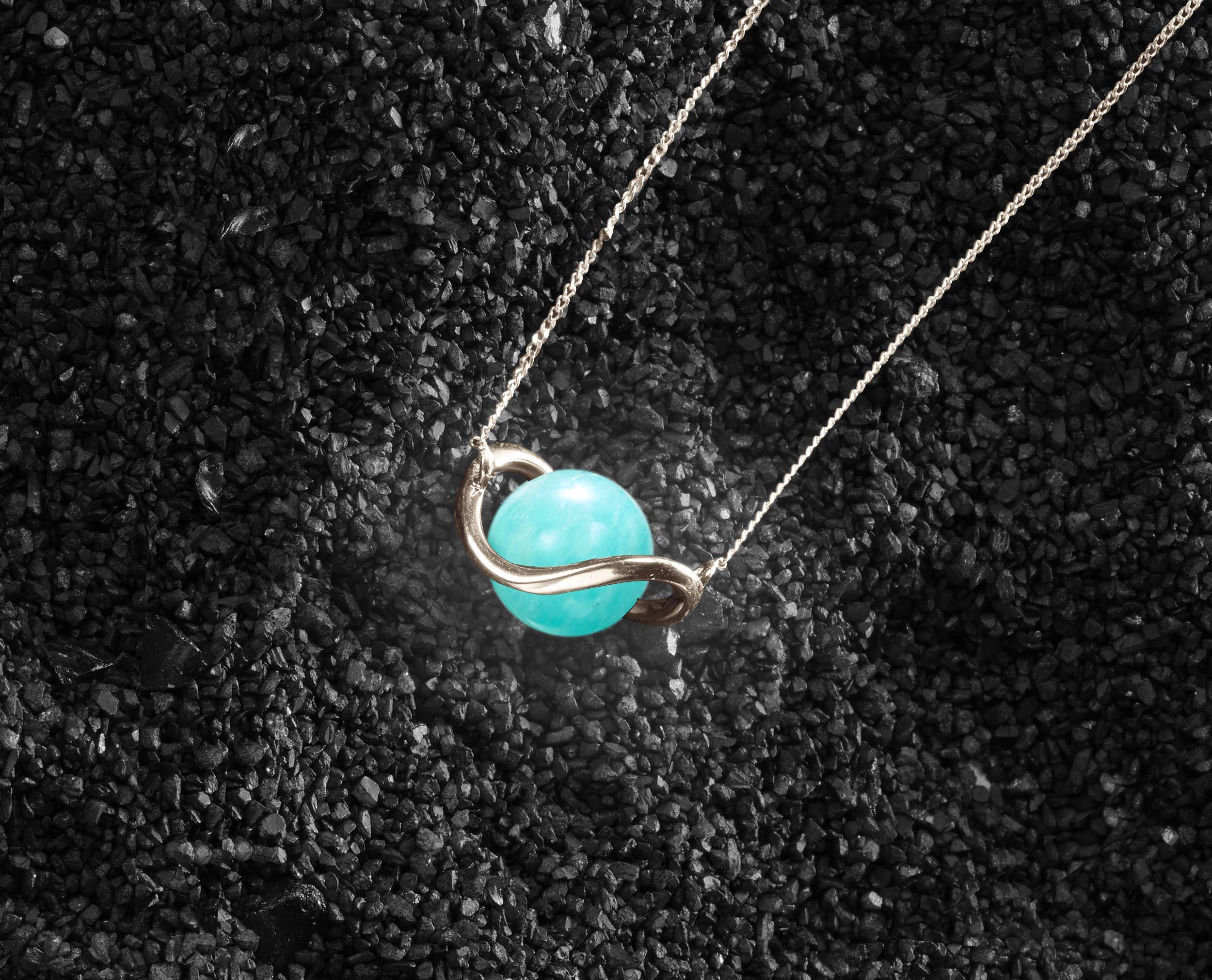 Majade Handmade 14K Yellow Gold Turquoise Necklace | Amazonite Gemstone Pendant | Light Blue Teal Green Minimalist Solitaire Jewelry for Women | Perfect for Weddings, Parties & Everyday Wear