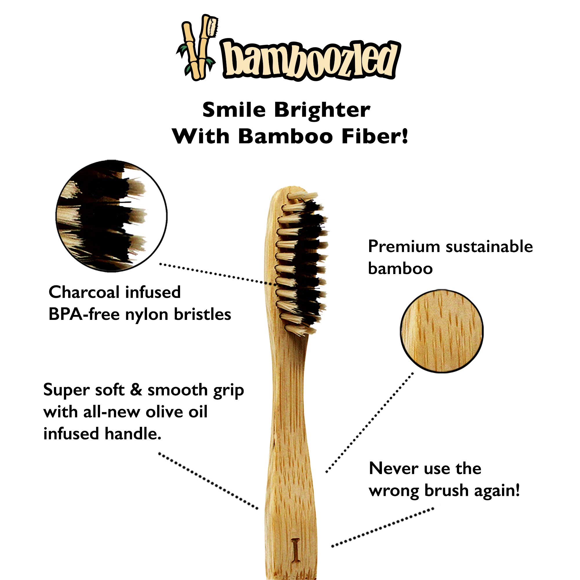 Eco-Friendly Bamboo Toothbrush with Charcoal Infused BPA-Free Medium Bristles - Organic, Biodegradable & Sustainable Teeth Whitening Solution (Set of 8) - Perfect for Travel, Home & Zero-Waste Lifestyle
