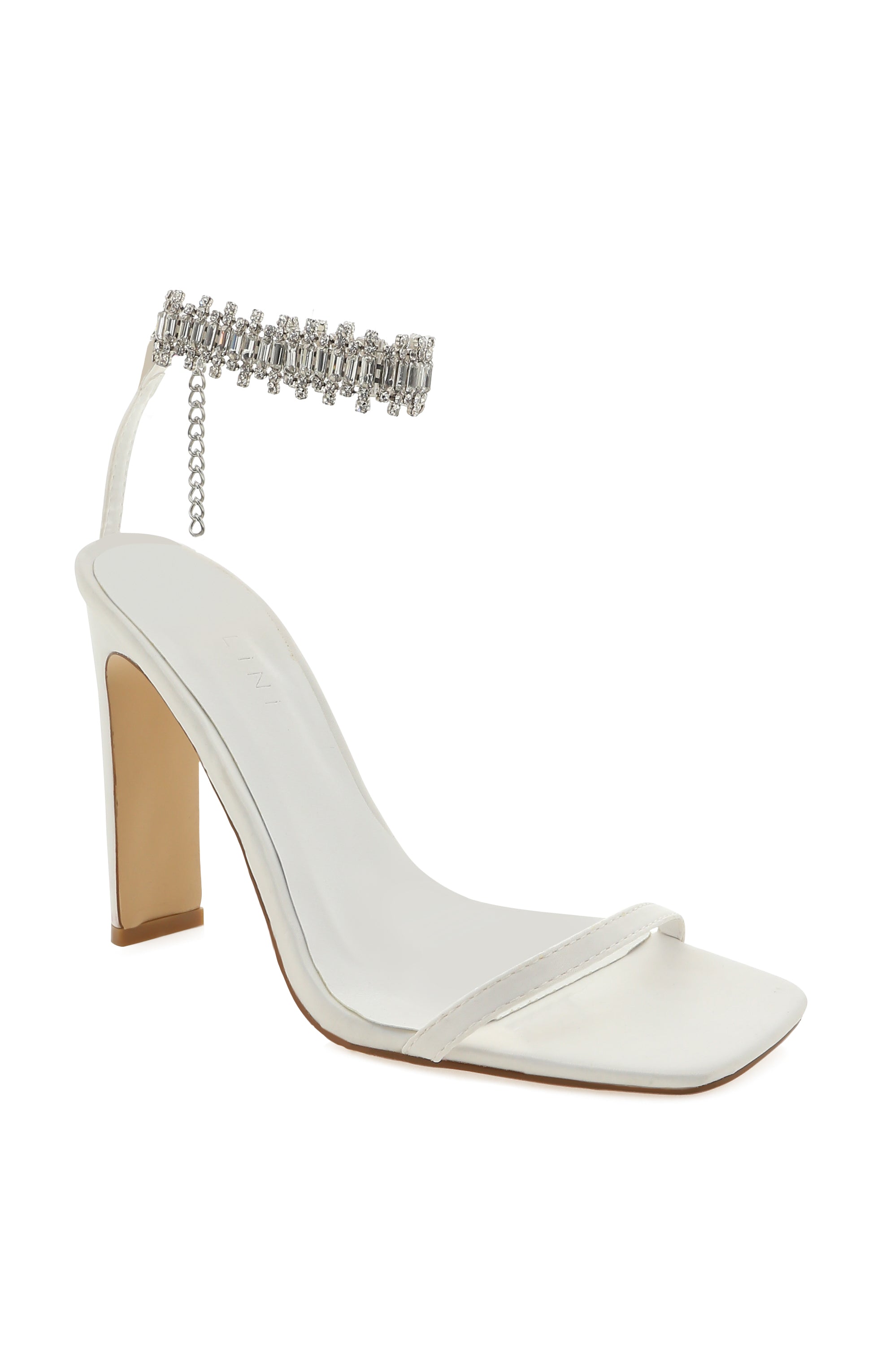 Billini Wrenna Women's White Satin Block Heel Sandals - Comfortable Dress Shoes for Wedding, Party & Evening Occasions