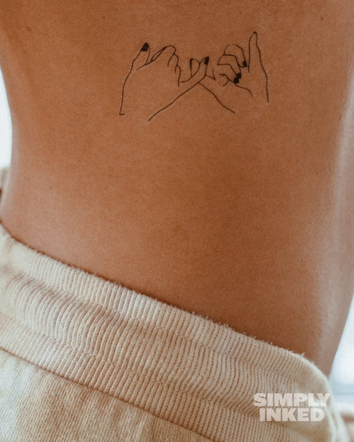 Waterproof Pinky Promise Temporary Tattoo - 2.5x4 Inch Black Design for Women, Men, Girls & Boys - Long Lasting Fake Tattoo Sticker - Perfect for Parties, Weddings, Festivals & Special Occasions