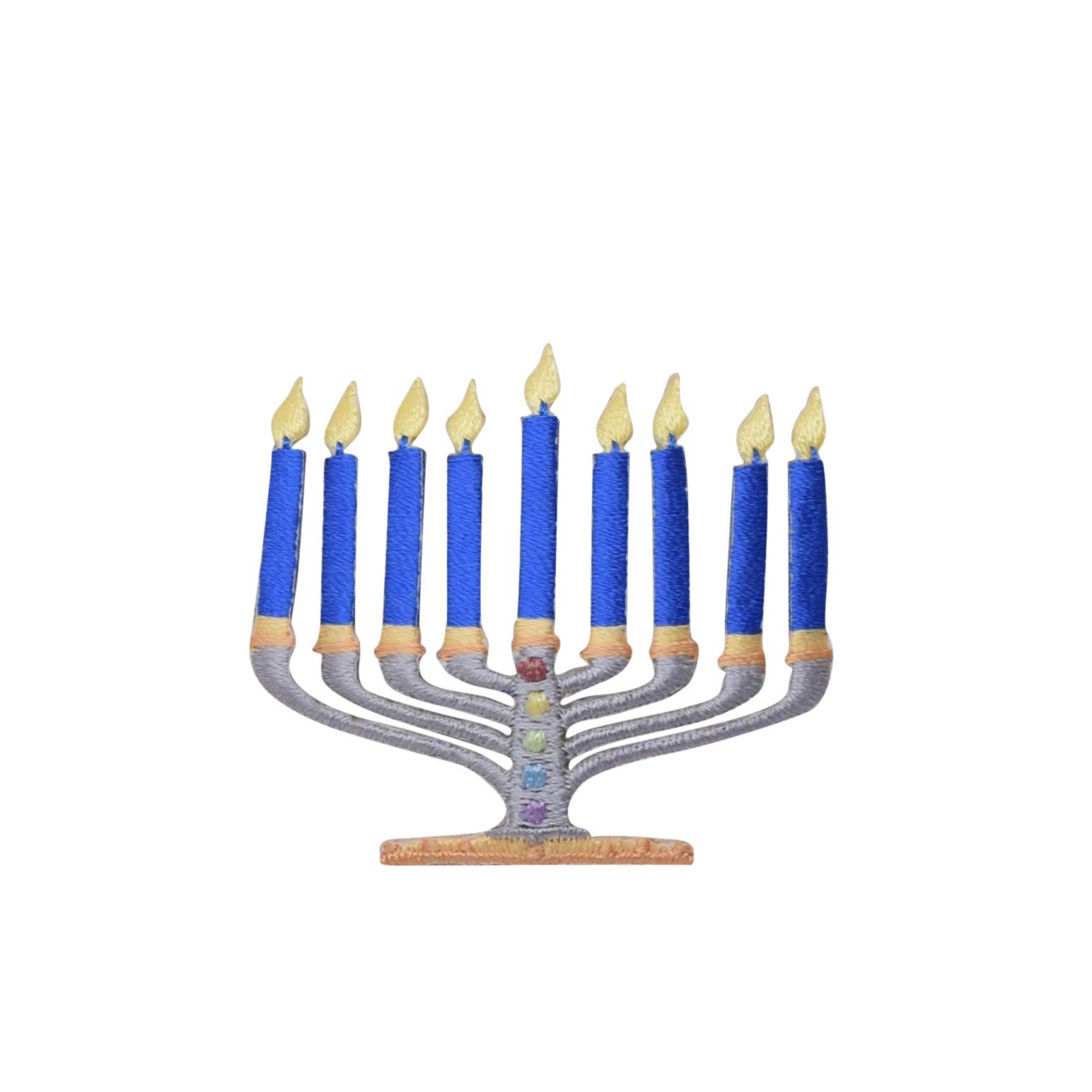 Hanukkah Jewish Menorah Candles Embroidered Iron-On Patch - Decorative Applique for Jackets, Hats & Bags - Perfect for Hanukkah Celebrations & Jewish Heritage Gifts