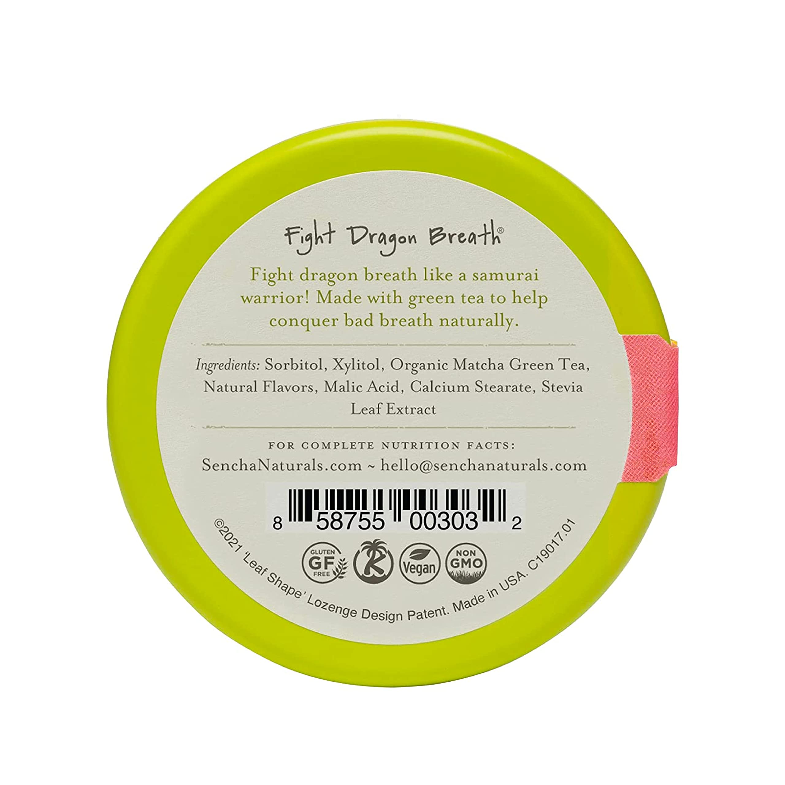 SEN CHA Naturals Green Tea Mints - Pink Dragonfruit Flavor, 1.2oz (Pack of 6) | Refreshing Breath Mints with Antioxidants | Perfect for Travel, Office & After Meals