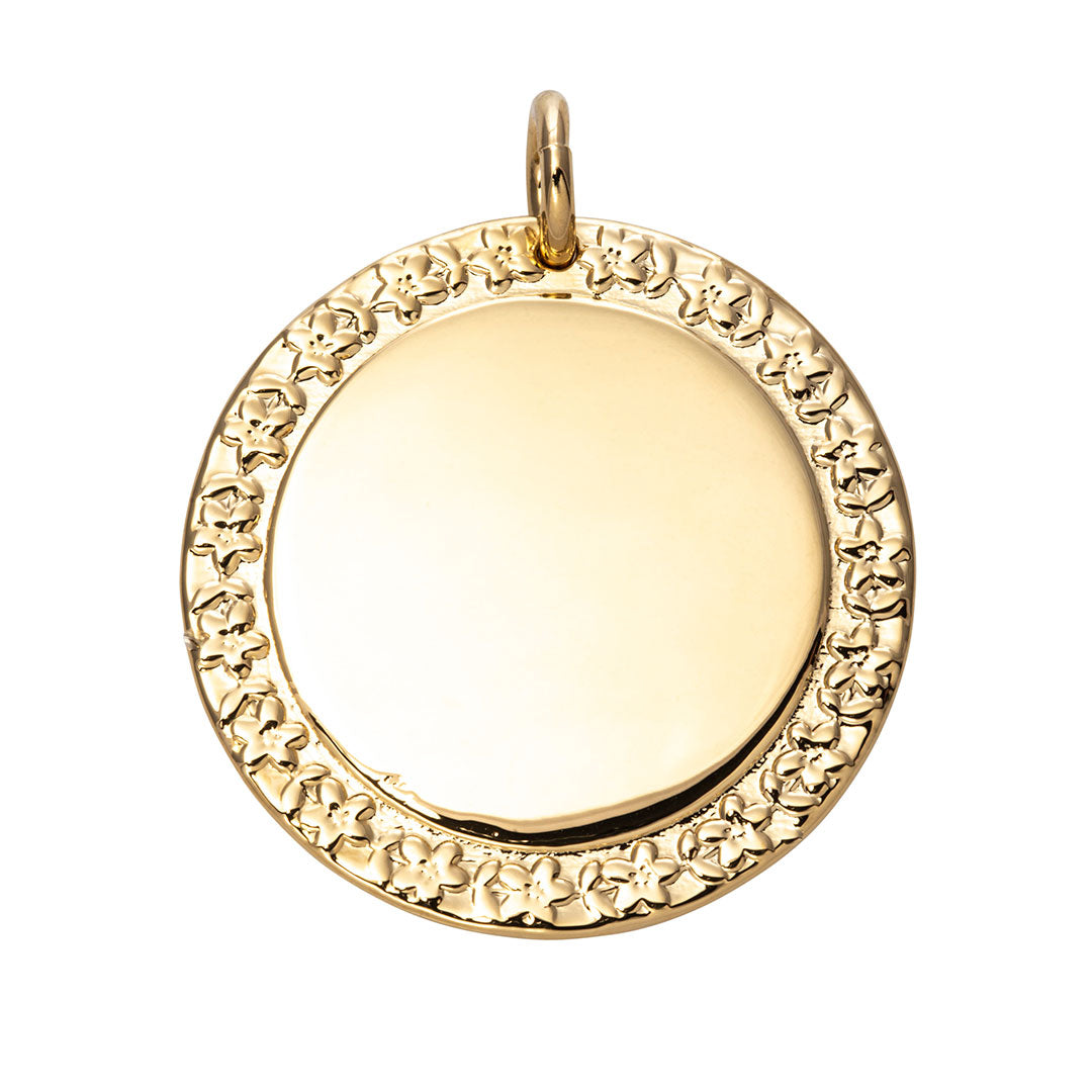 Goldbug Collection Forget Me Not Large Disc Pendant Necklace - Elegant Floral Jewelry for Women - Perfect for Weddings, Anniversaries & Special Occasions