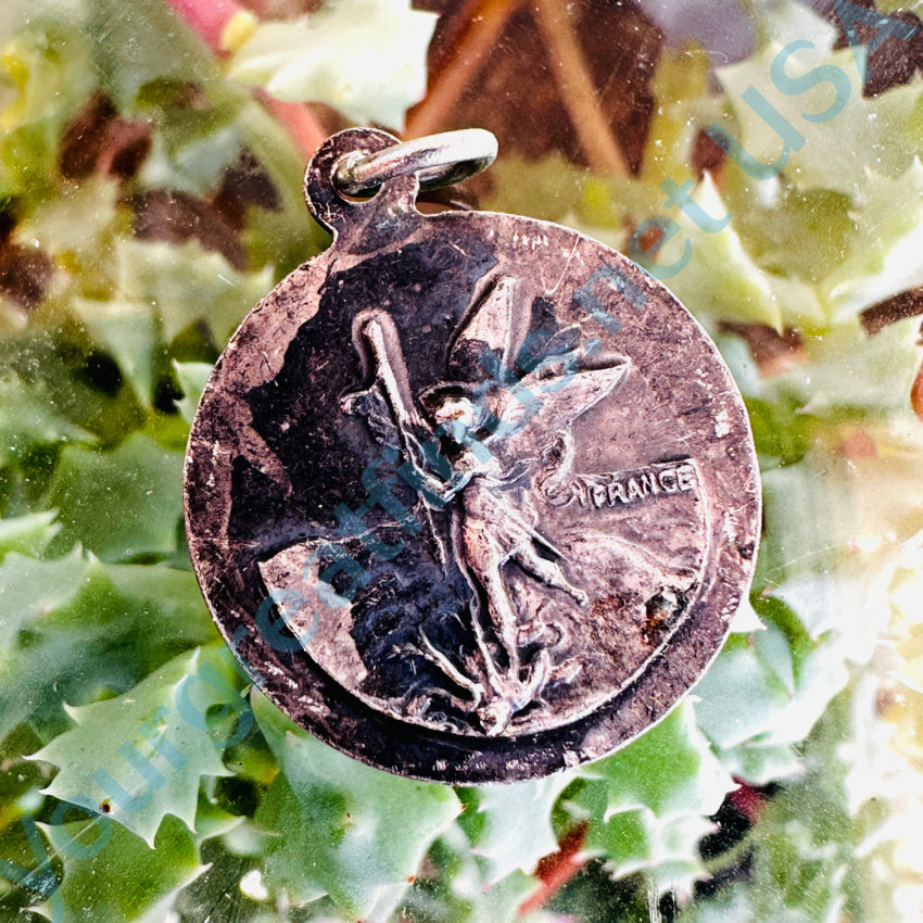 Antique French Sterling Silver Guardian Angel Pendant - Vintage Religious Jewelry for Protection & Blessings | Perfect Gift for Baptism, First Communion & Spiritual Occasions