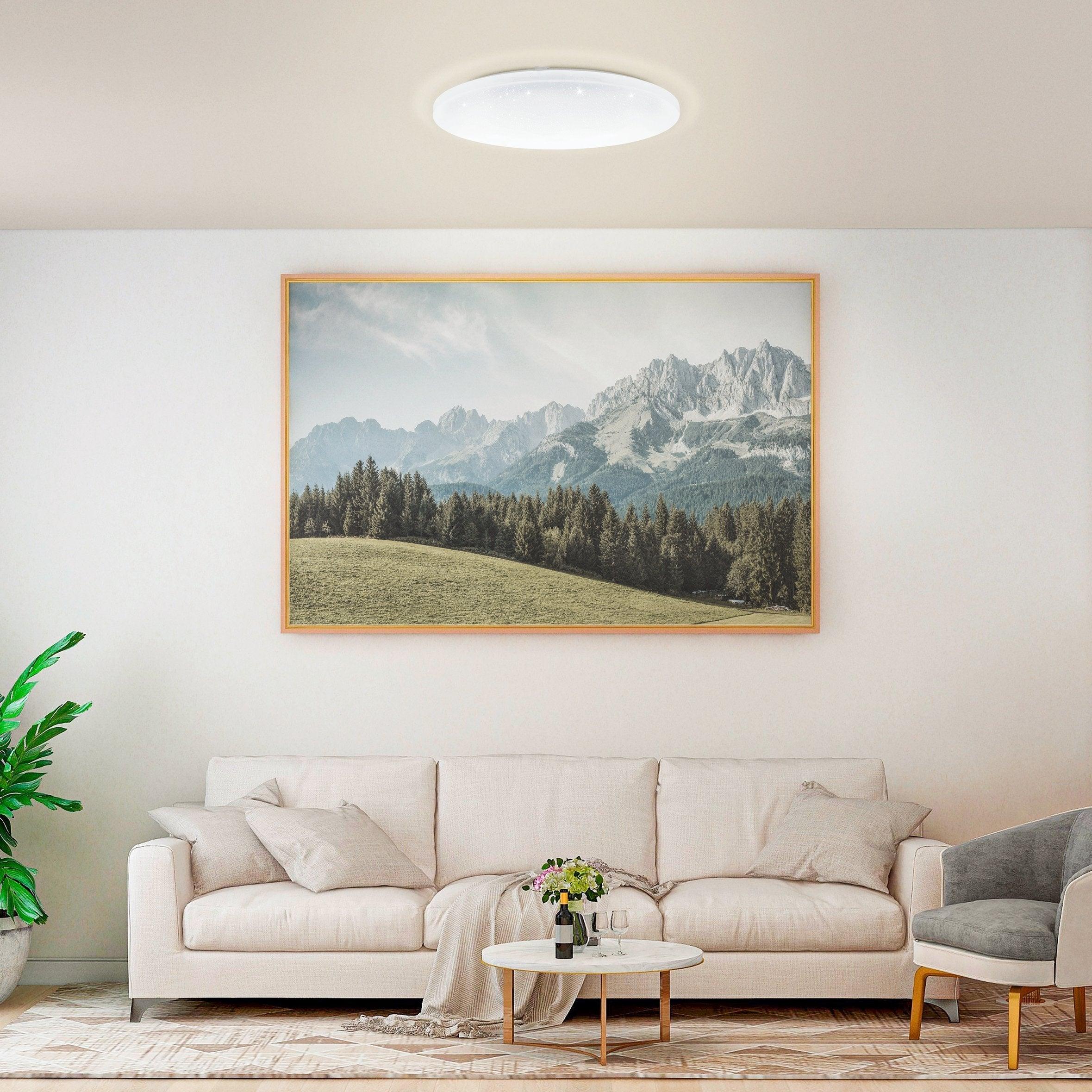 Eglo Frania 22.4 Inch Round White LED Flush Mount Ceiling Light - Modern Energy-Efficient Lighting for Bedroom, Kitchen, Living Room