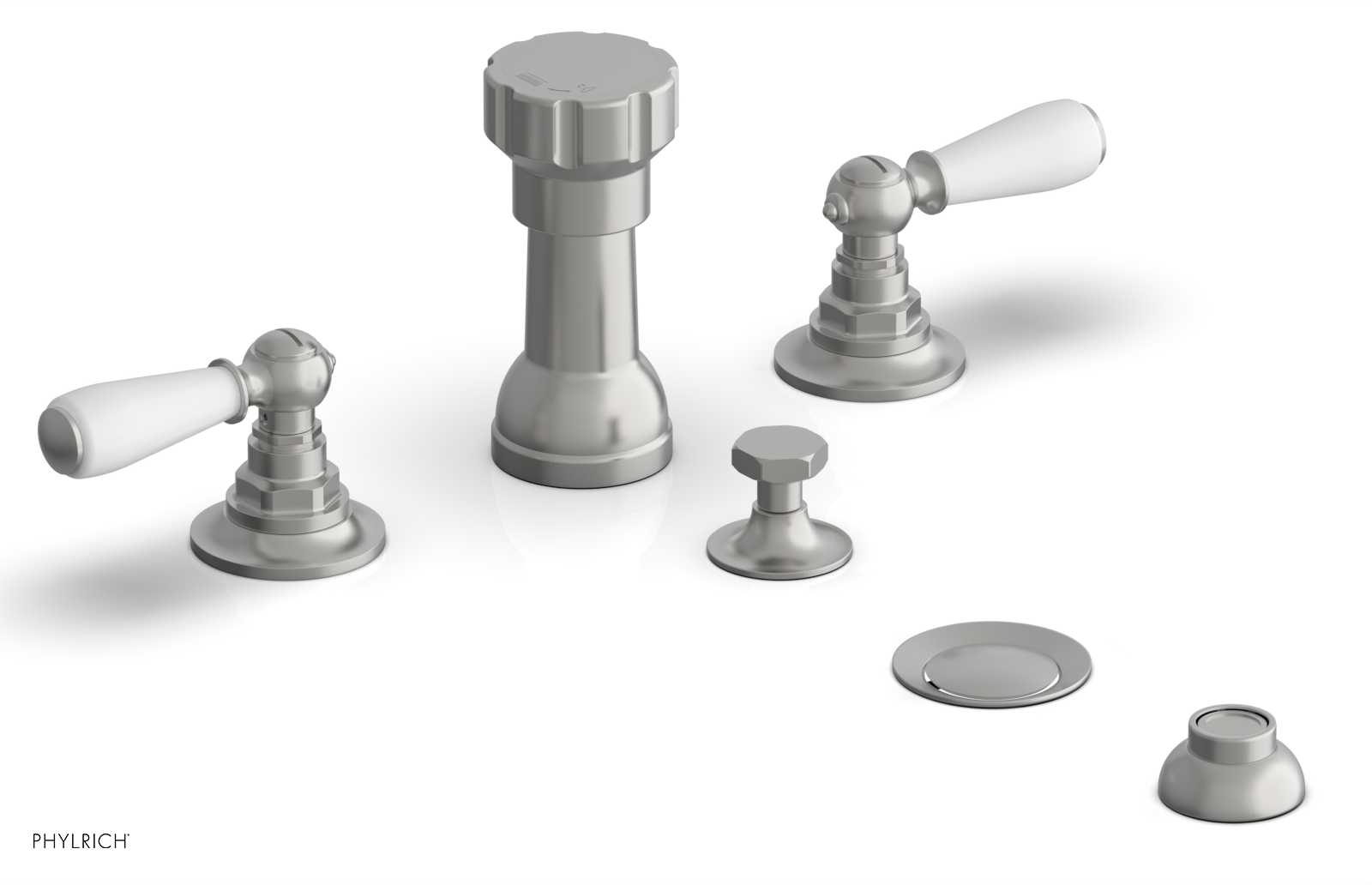 Jamestown 4-Hole Bidet Faucet Set with Lever Handles & White Accents - 165 61 - Perfect for Modern Bathroom Upgrades & Hygienic Toilet Solutions