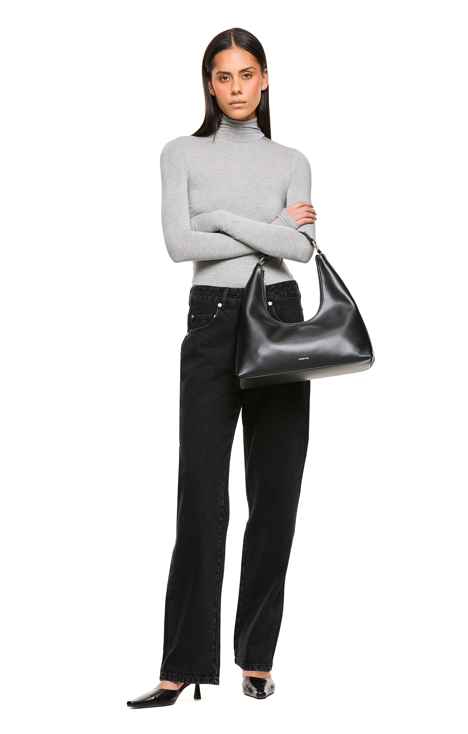 Kylie Black Leather Handbag for Women - Stylish Crossbody Purse with Adjustable Strap, Perfect for Work, Travel & Everyday Use