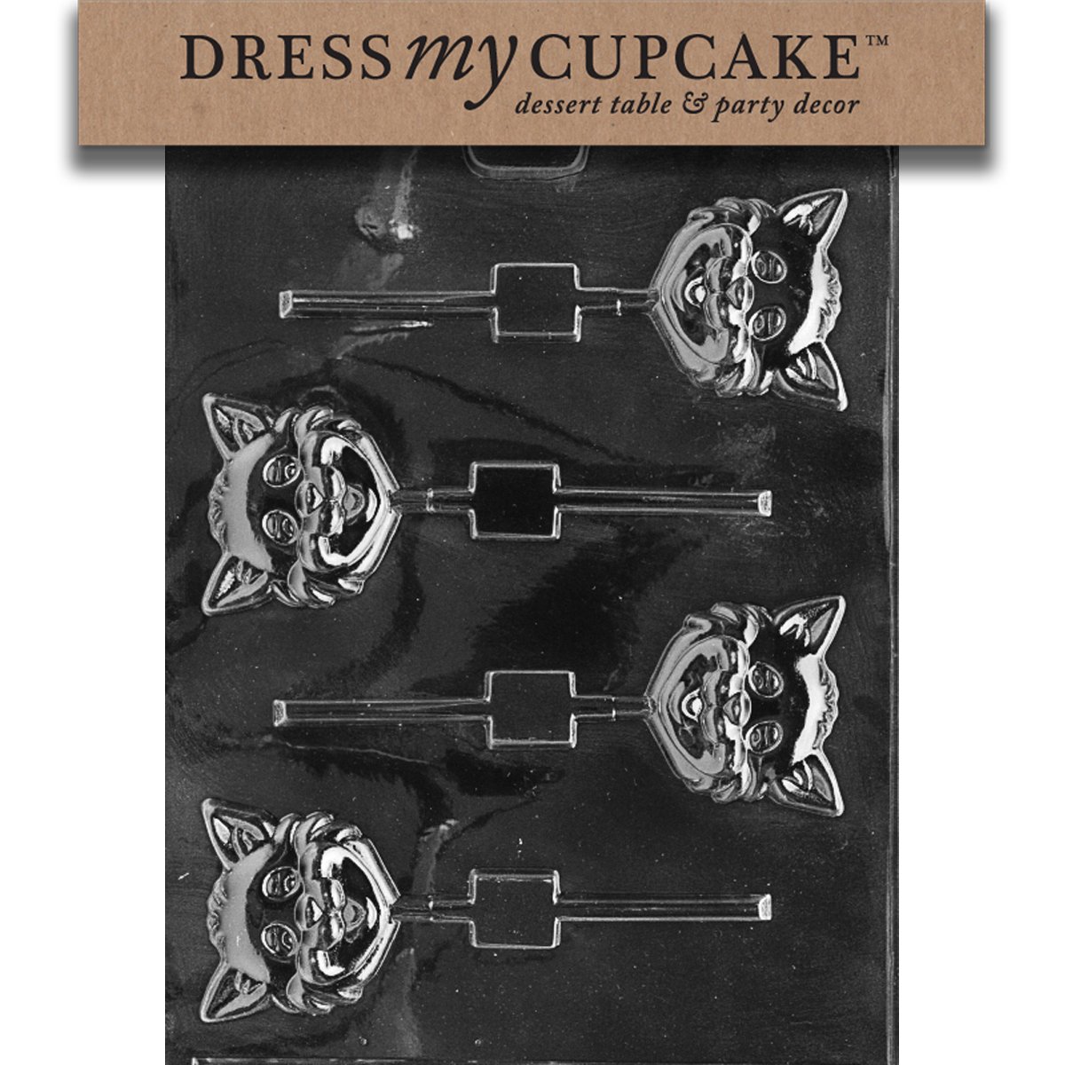 Halloween Cat Head Lollipop Chocolate Candy Mold for Cupcake Decorating - Perfect for DIY Desserts, Party Favors & Spooky Treats
