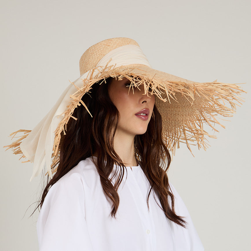 Mirabel Raffia Wide Brim Sun Hat for Women - UV Protection Summer Beach Hat - Perfect for Vacation, Pool Party, and Outdoor Activities