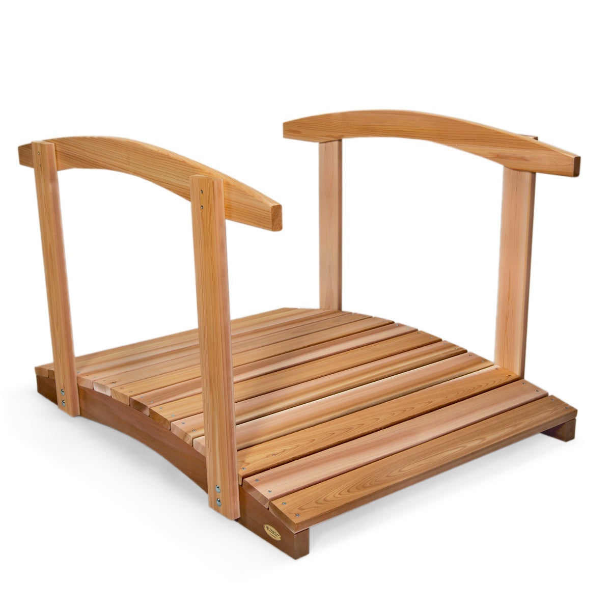 Premium Cedar Garden Bridge with Side Rails - Rustic Wooden Footbridge for Landscaping, Backyard, and Outdoor Decor