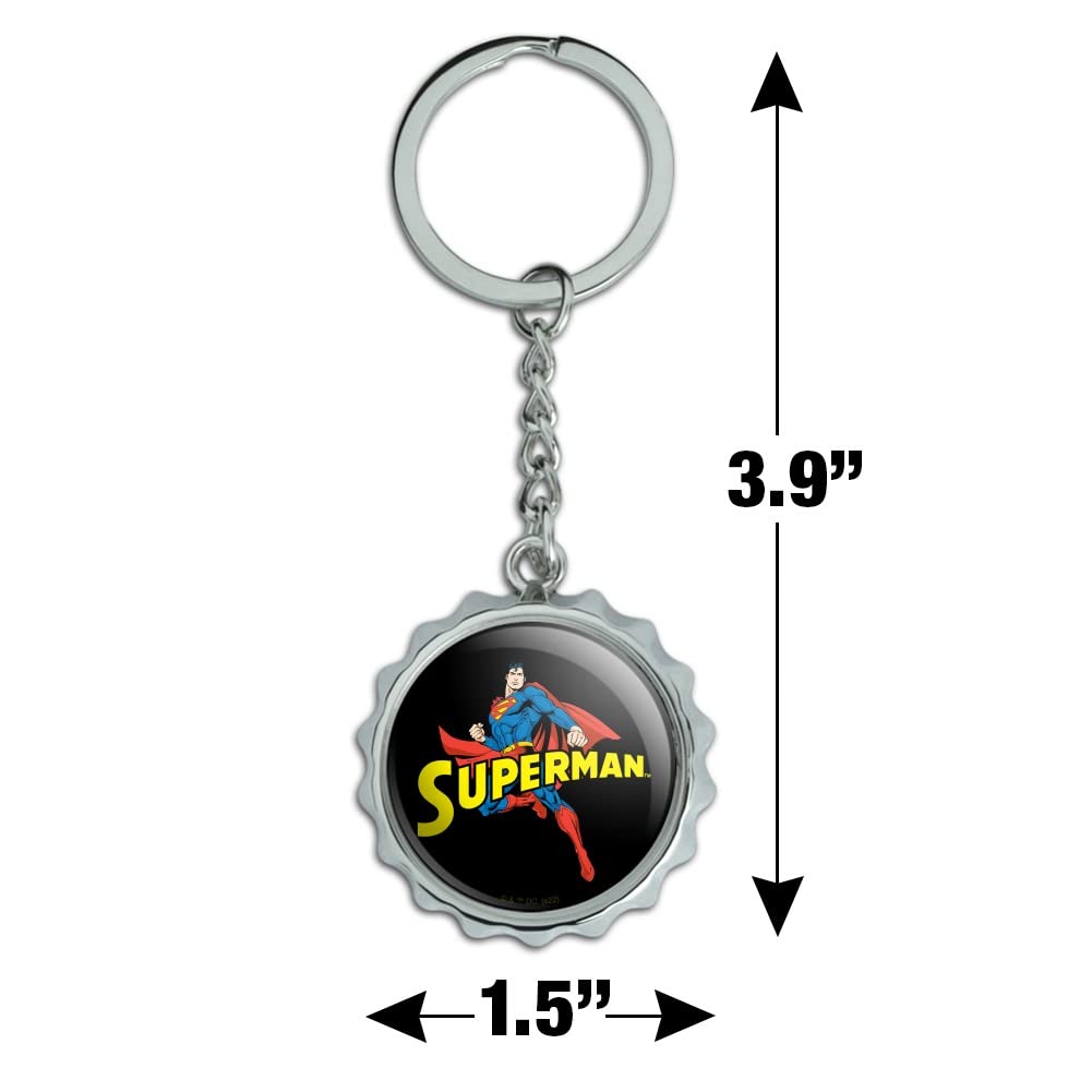 Superman Keychain Bottle Opener - Chrome Plated Metal Pop Cap with Title Pose Design - Perfect for Comic Fans, Collectibles & Gifts (DC Superhero Accessories)