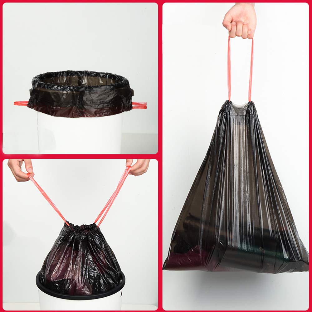 8 Gallon Drawstring Trash Bags - 208 Count Heavy Duty Black Kitchen Garbage Bags | Leak Proof & Odor Control | Perfect for Home, Office, and Outdoor Use