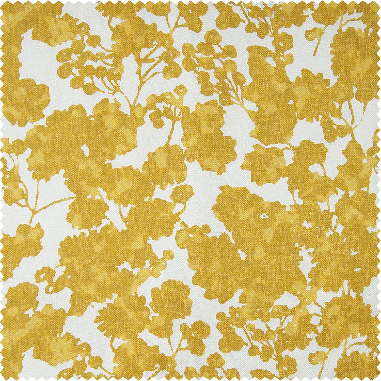 Fleur Gold Floral Printed Cotton Fabric Swatch - Premium Cotton Material for DIY Crafts, Quilting, and Home Decor Projects