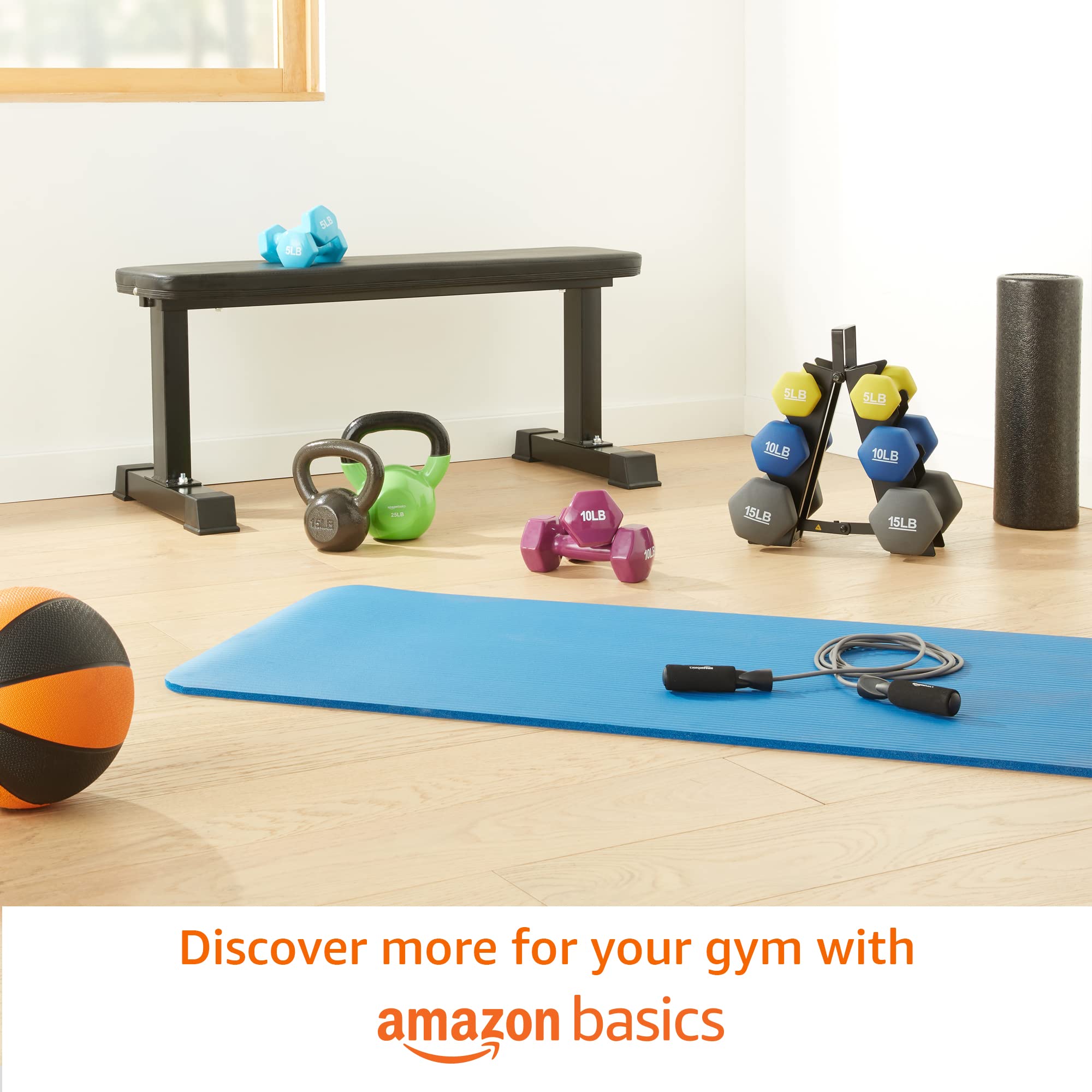 Amazon Basics Neoprene Dumbbell Hand Weights - 2/3/5/8/10 lbs Set for Home Gym, Strength Training & Fitness Workouts - Non-Slip Grip for Women & Men - Perfect for Toning, Cardio & Weight Loss Exercises