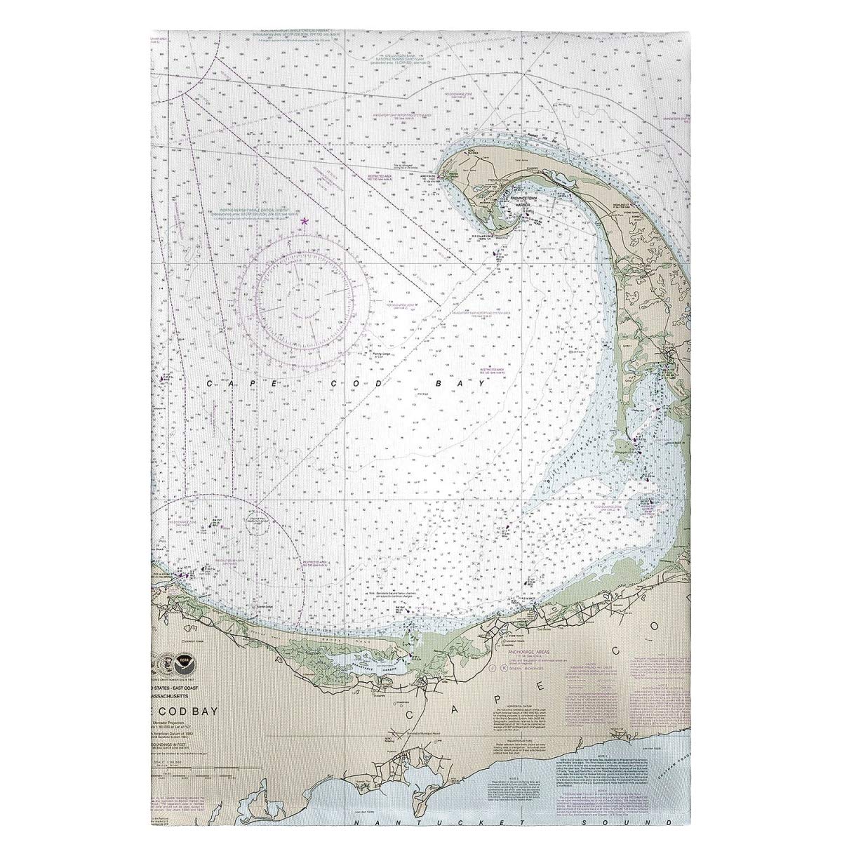 Betsy Drake GT13246 Cape Cod Bay MA Nautical Map Guest Towel - Coastal Decor Bathroom Hand Towel for Beach House & Nautical Themed Home