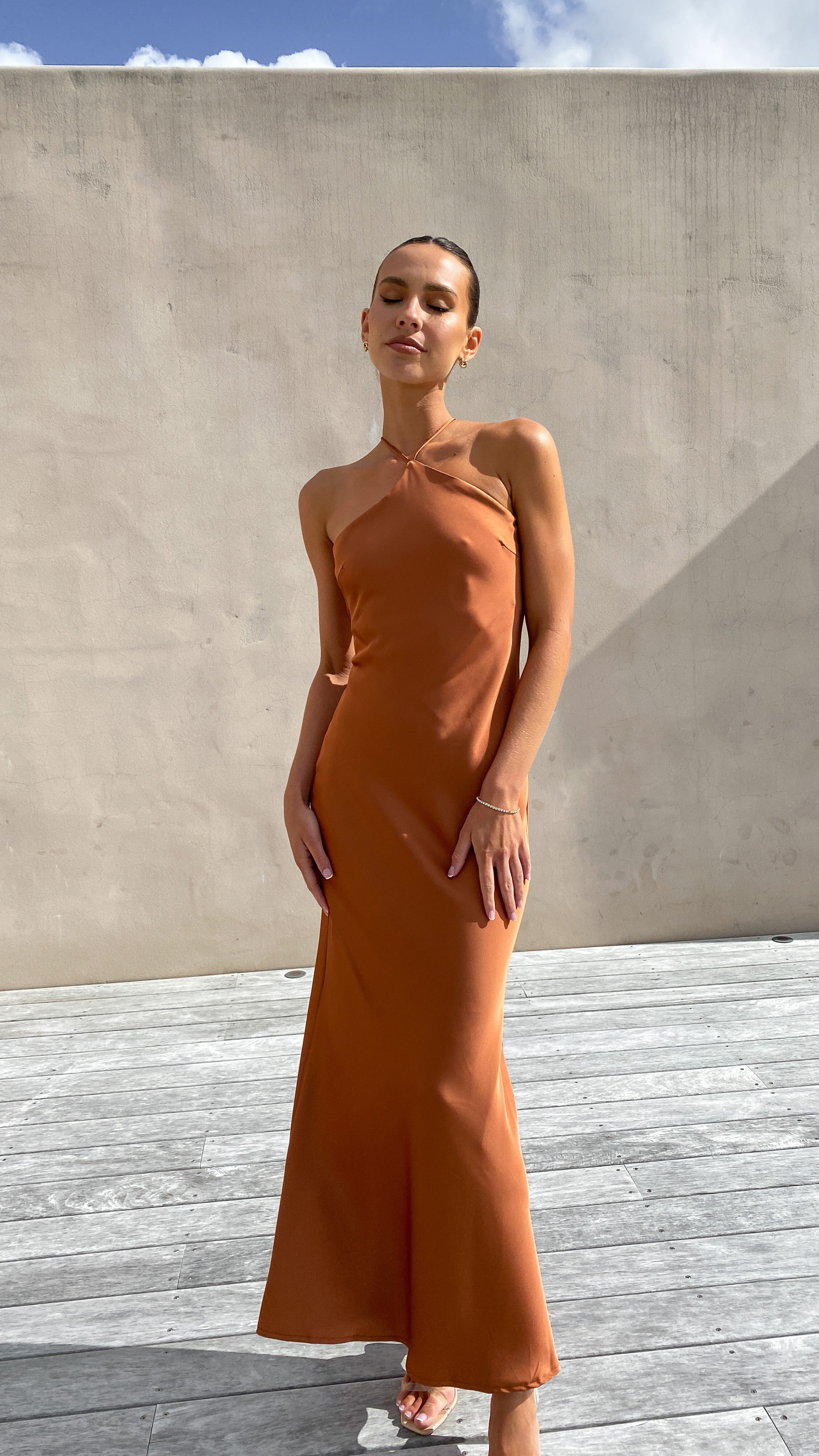 Chiara Maxi Dress in Copper - Elegant Long Flowy Dress for Women, Perfect for Weddings, Parties & Summer Outfits
