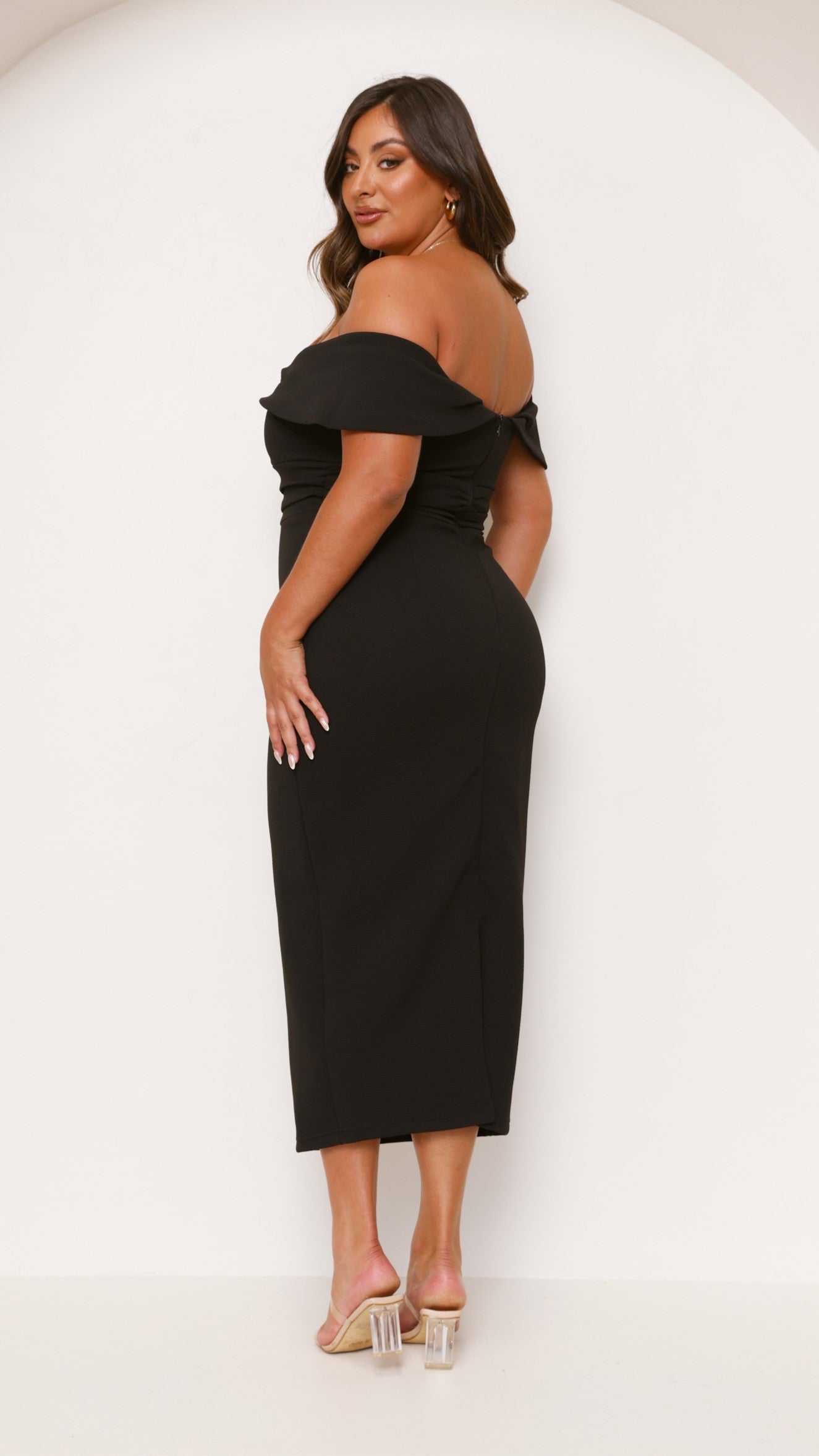 Holly Midi Dress for Women - Elegant Black Flowy Dress for Casual Wear, Office, Party & Special Occasions