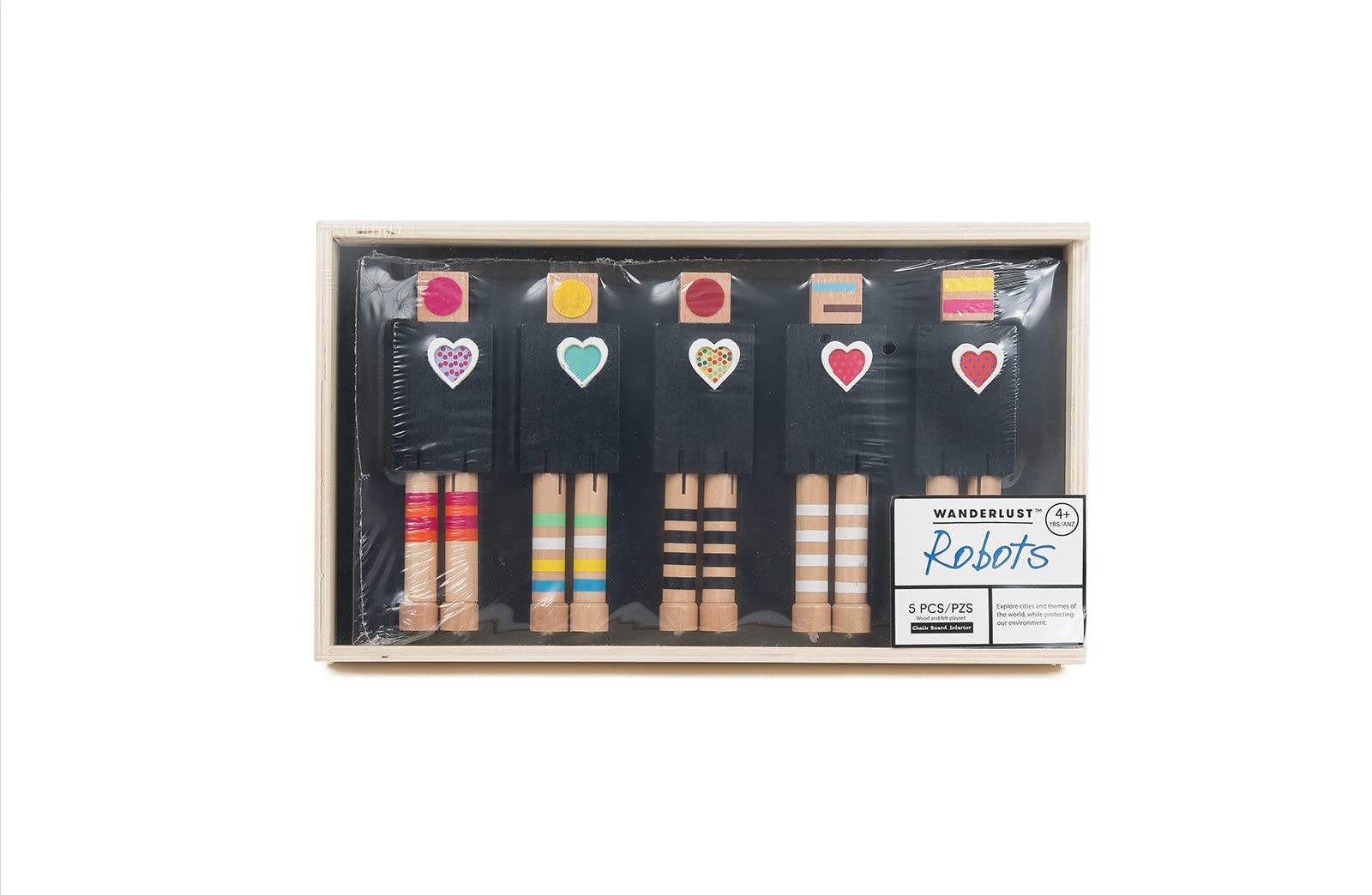 Wanderlust Wood & Felt Robot Playset - Educational STEM Toy for Kids Ages 3-8 - Creative Building Set for Imaginative Play, Birthday Gifts & Classroom Activities