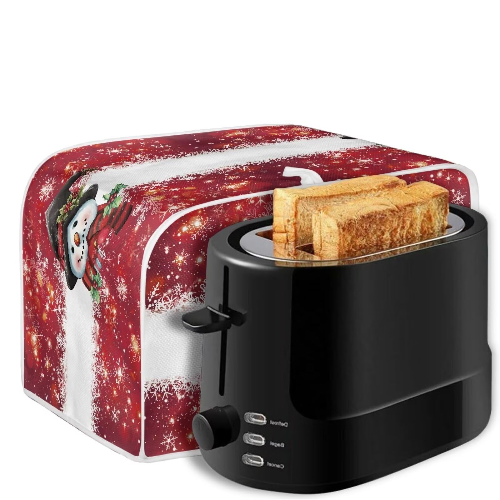 Christmas Snowman 2-Slice Toaster Cover - Dust & Fingerprint Protection for Kitchen Appliances - Perfect for Bread Toasters & Makers - Festive Holiday Kitchen Decor