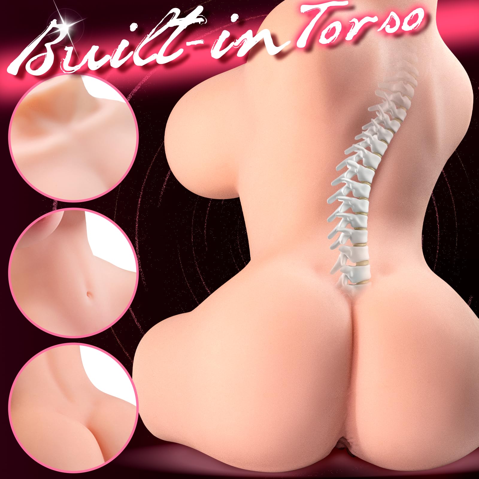 Realistic Silicone Female Torso Sex Doll - 5.5LB Lifelike Adult Toy with Soft Breasts, Built-in Spine & 3-in-1 Design (Vagina & Tight Anus) - Perfect for Discreet Storage & Solo Pleasure