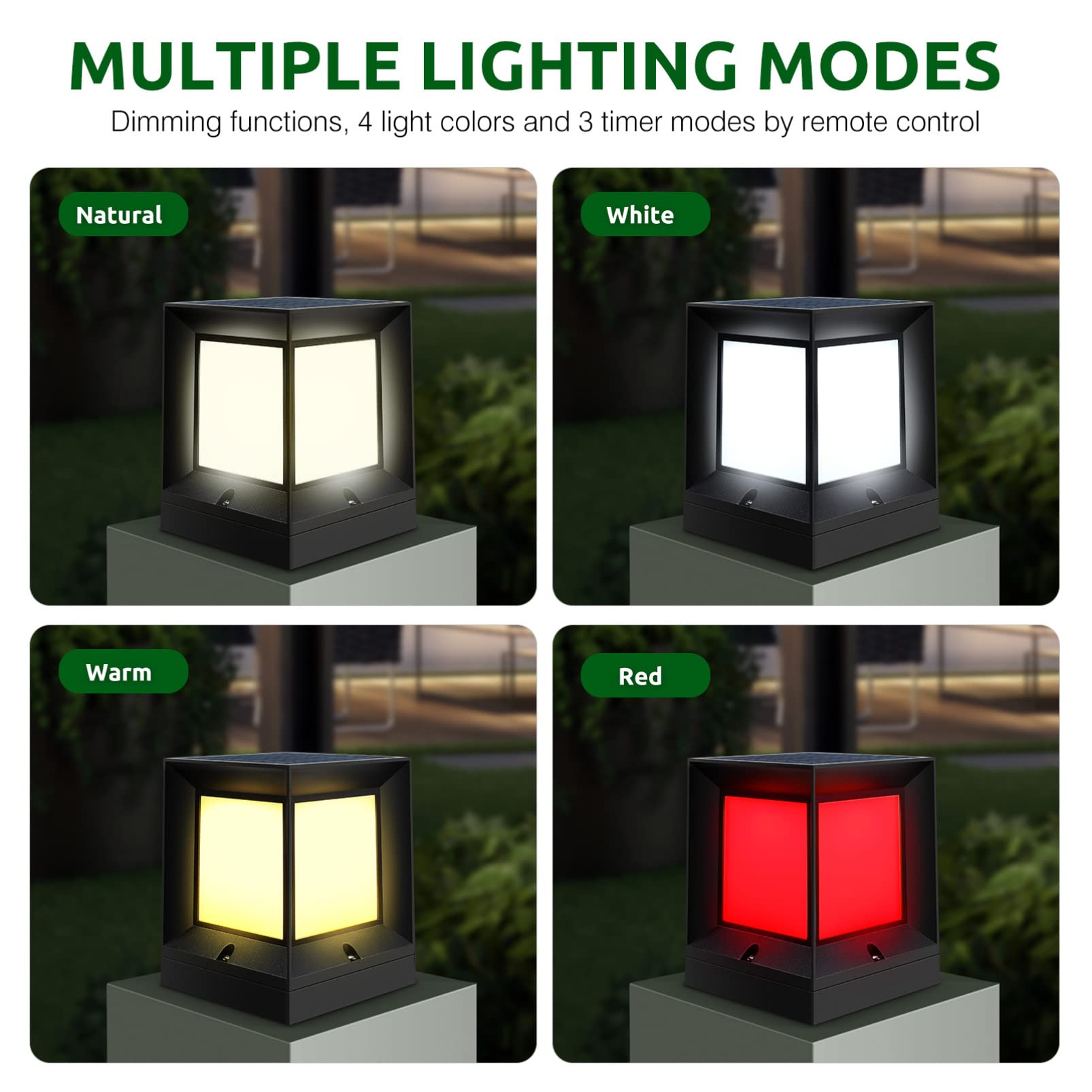 OSALADI Solar Powered LED Garden Lights - Waterproof Outdoor Solar Post Lights for Deck, Fence & Pathway - Energy Efficient Solar Deck & Fence Lighting for Patio, Yard & Landscape Decoration